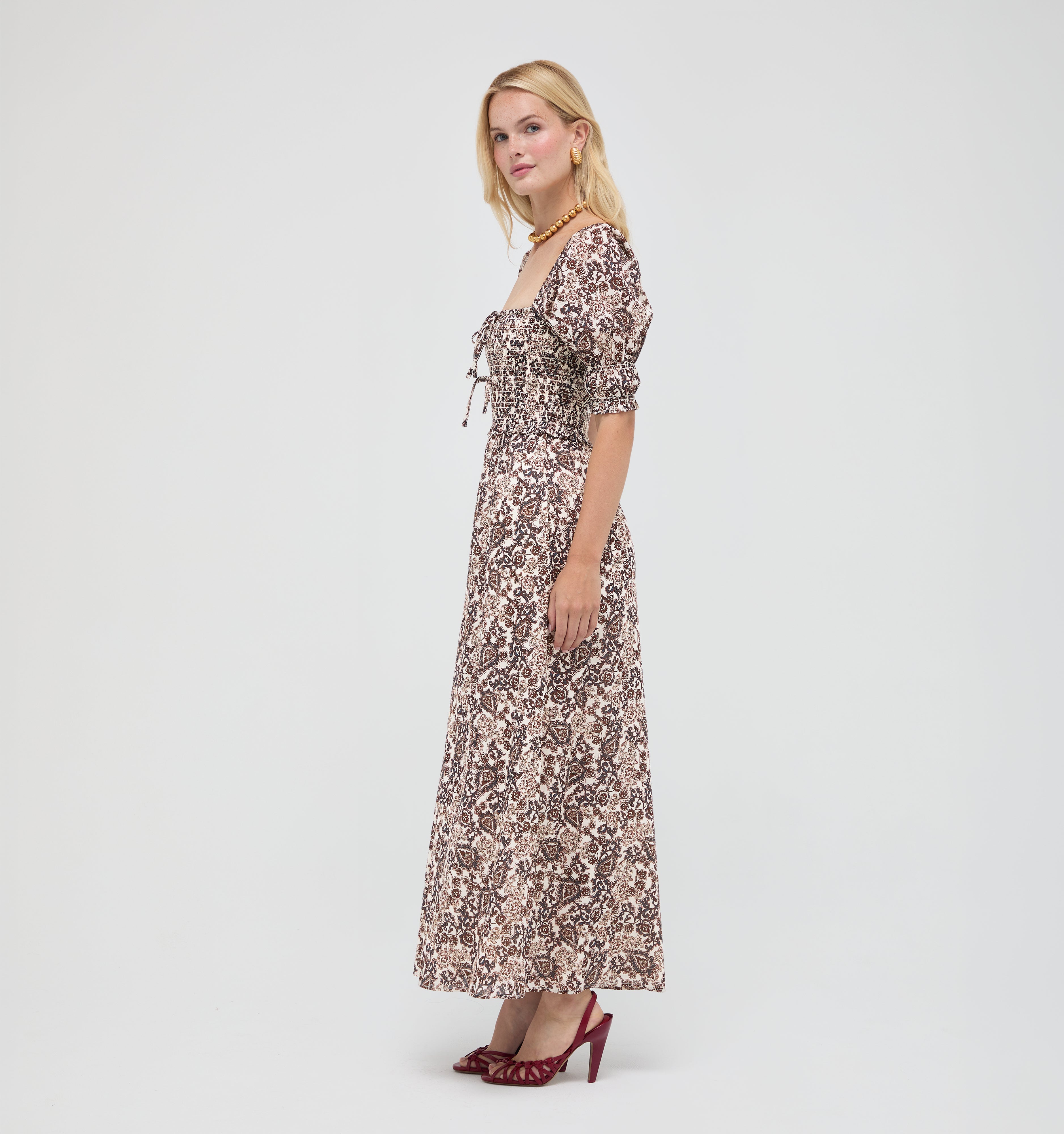 The Malene Nap Dress - Chedworth Paisley Brown – Hill House Home
