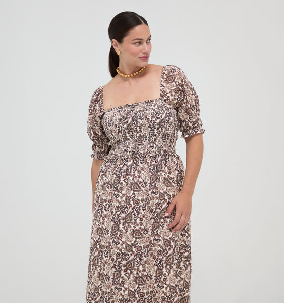 The Malene Nap Dress - Chedworth Paisley Brown – Hill House Home