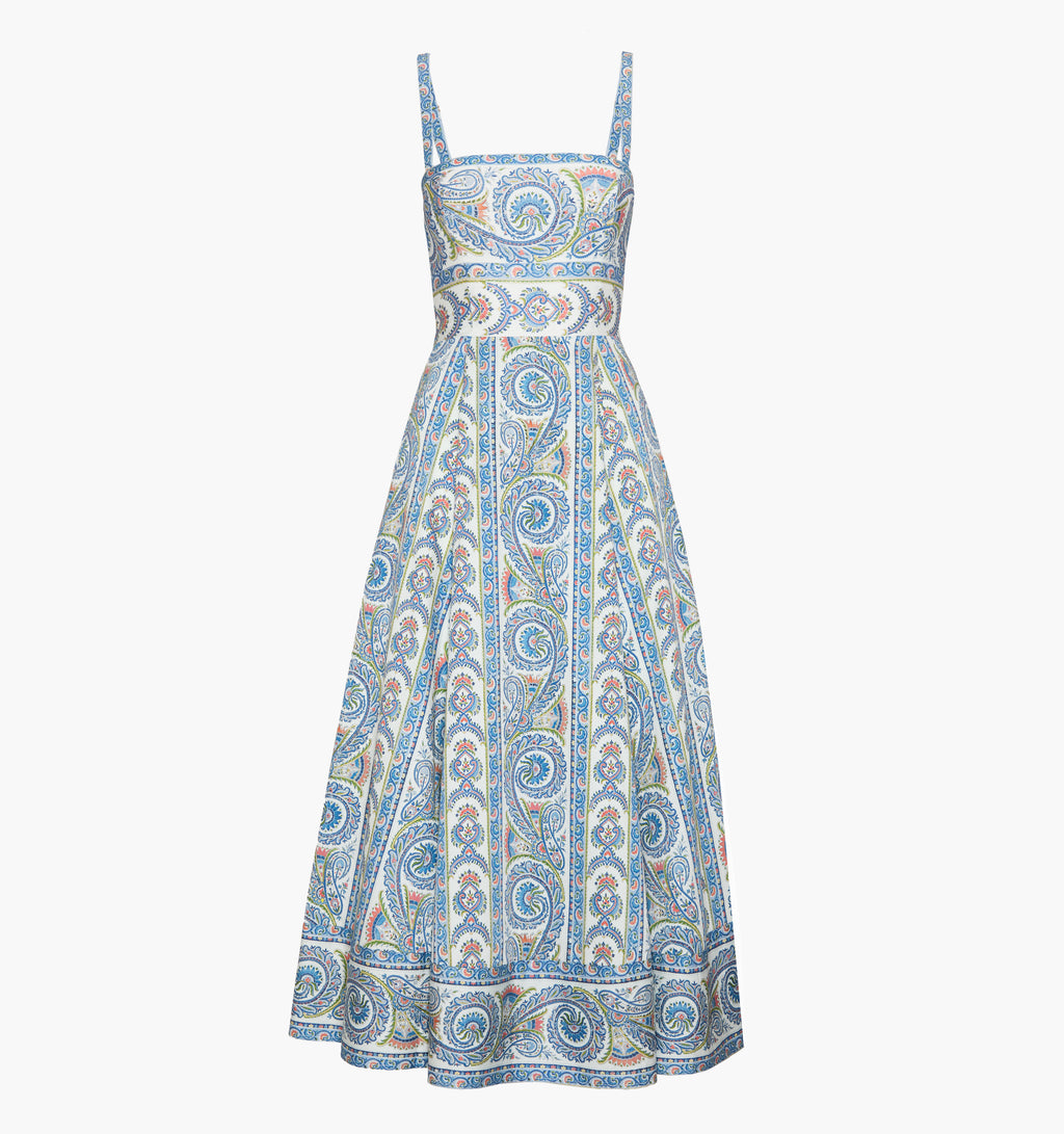hill house margot dress blue floral block stripe Rodeo Hill House Home - The Margot Dress
