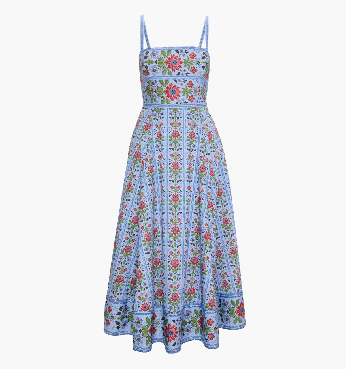 The Margot Dress - Blue Floral Block Stripe