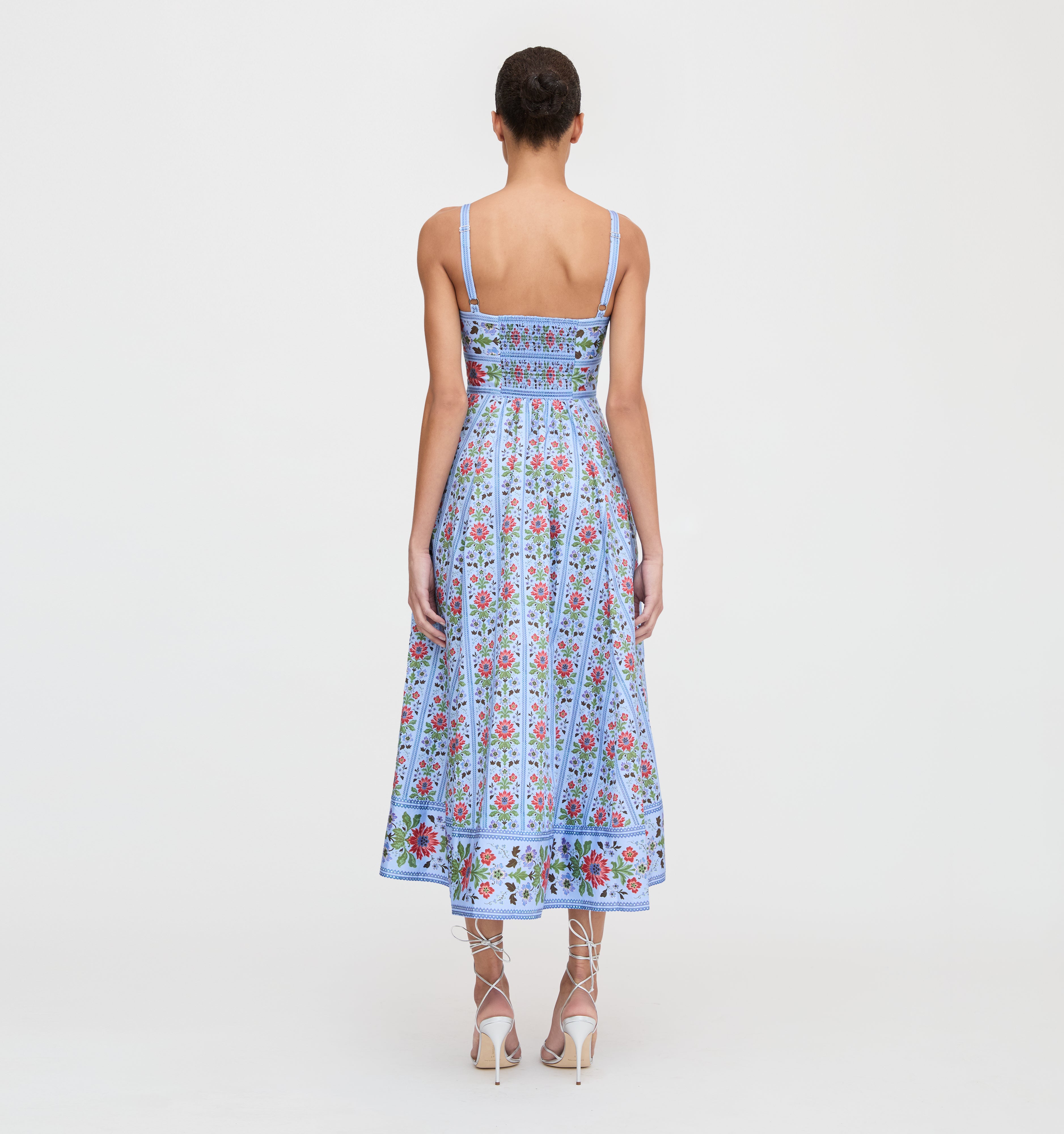 The Margot Dress - Blue Floral Block Stripe