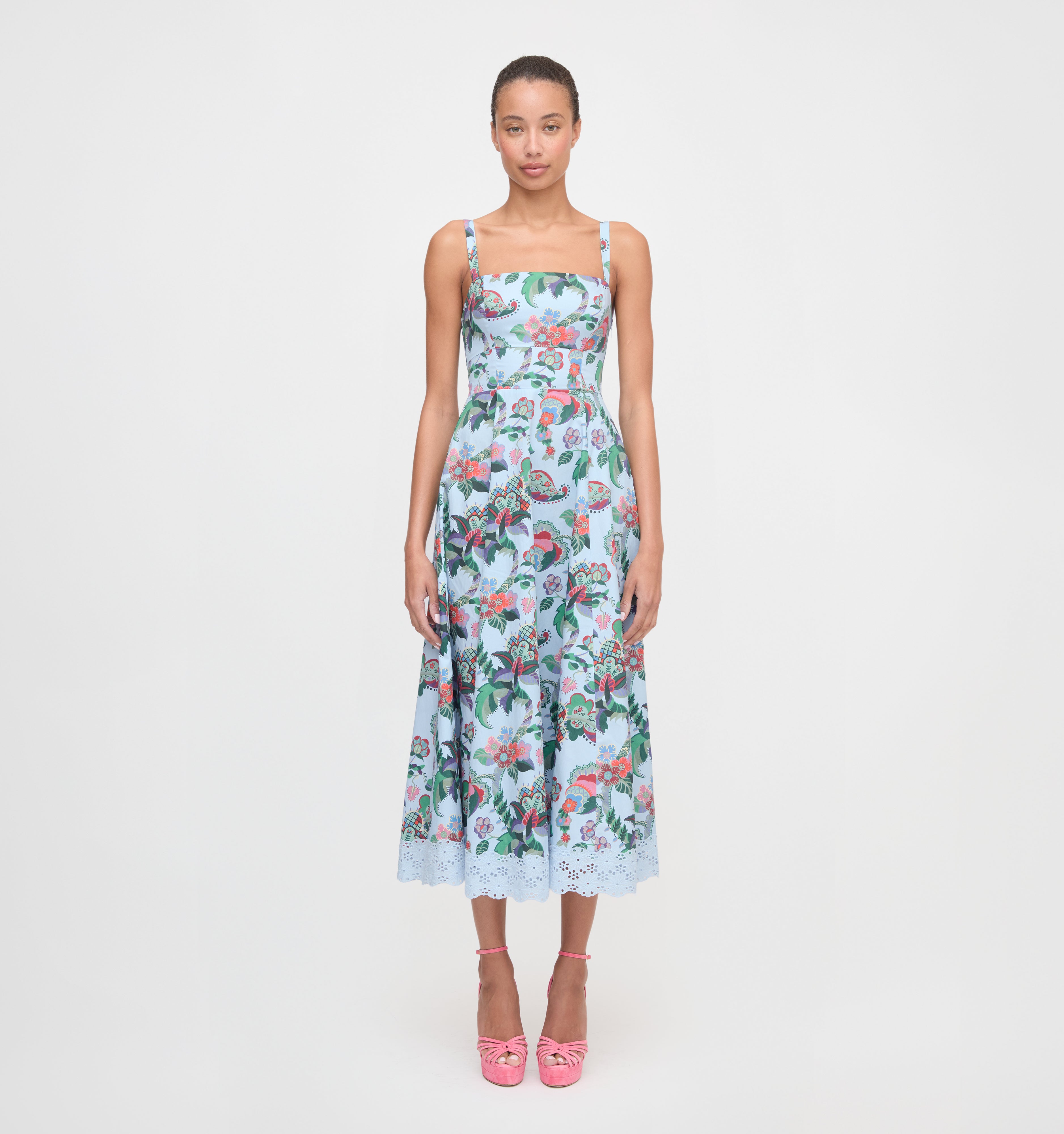 The Margot Dress - Light Blue Jungle Floral
