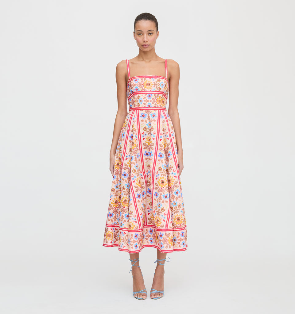 The Margot Dress - Pink Floral Block Stripe – Hill House Home