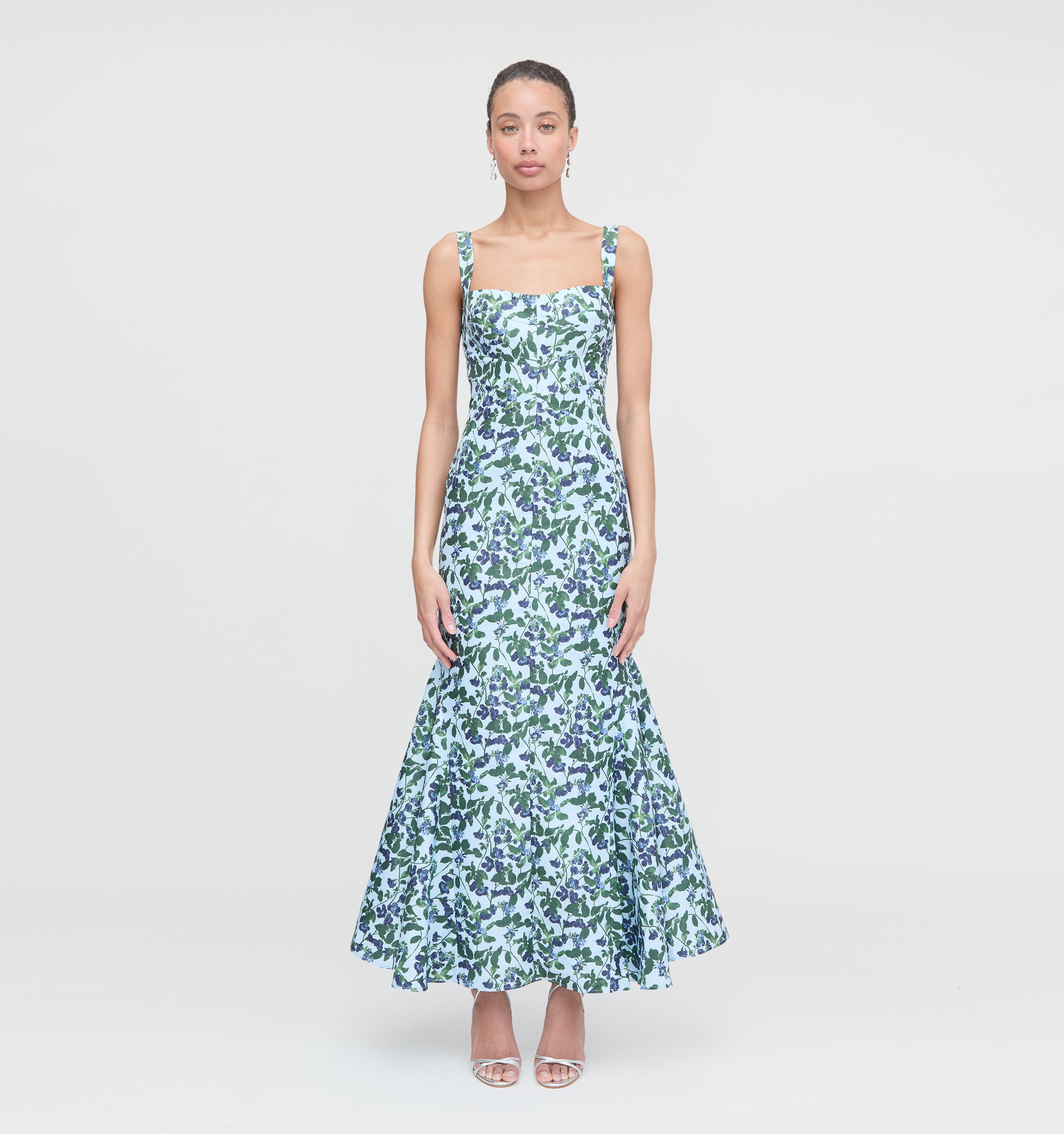 The Marietta Dress - Blue Pressed Flowers