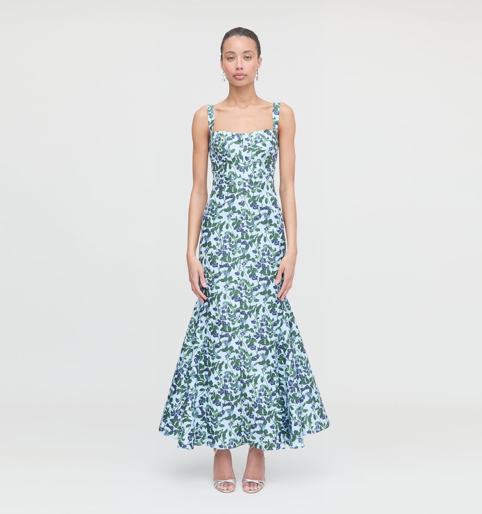blue and green print dress Catalina Midi Dress main image 0