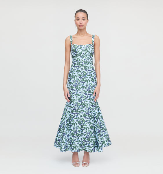 The Marietta Dress - Blue Pressed Flowers – Hill House Home