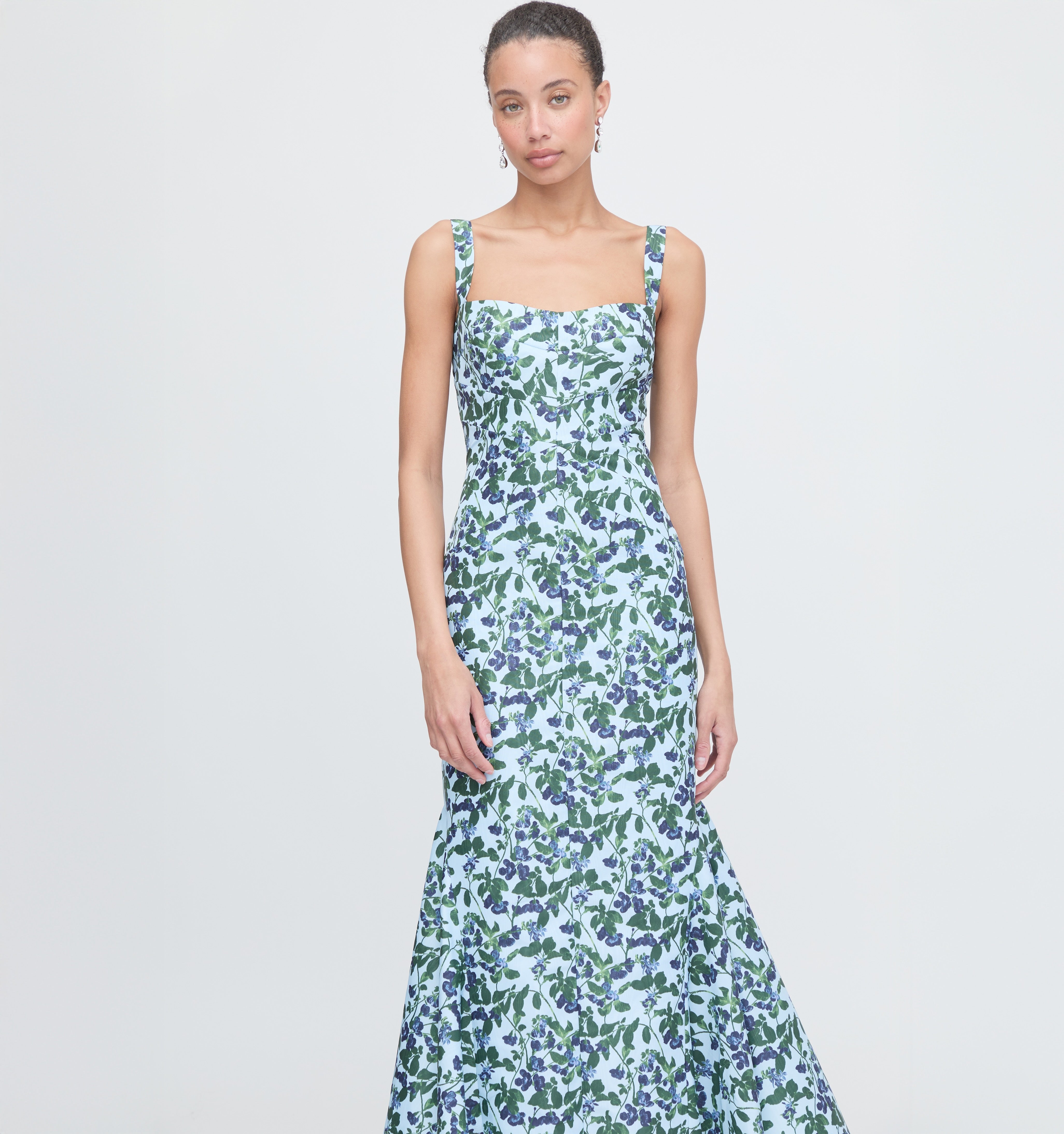 The Marietta Dress - Blue Pressed Flowers
