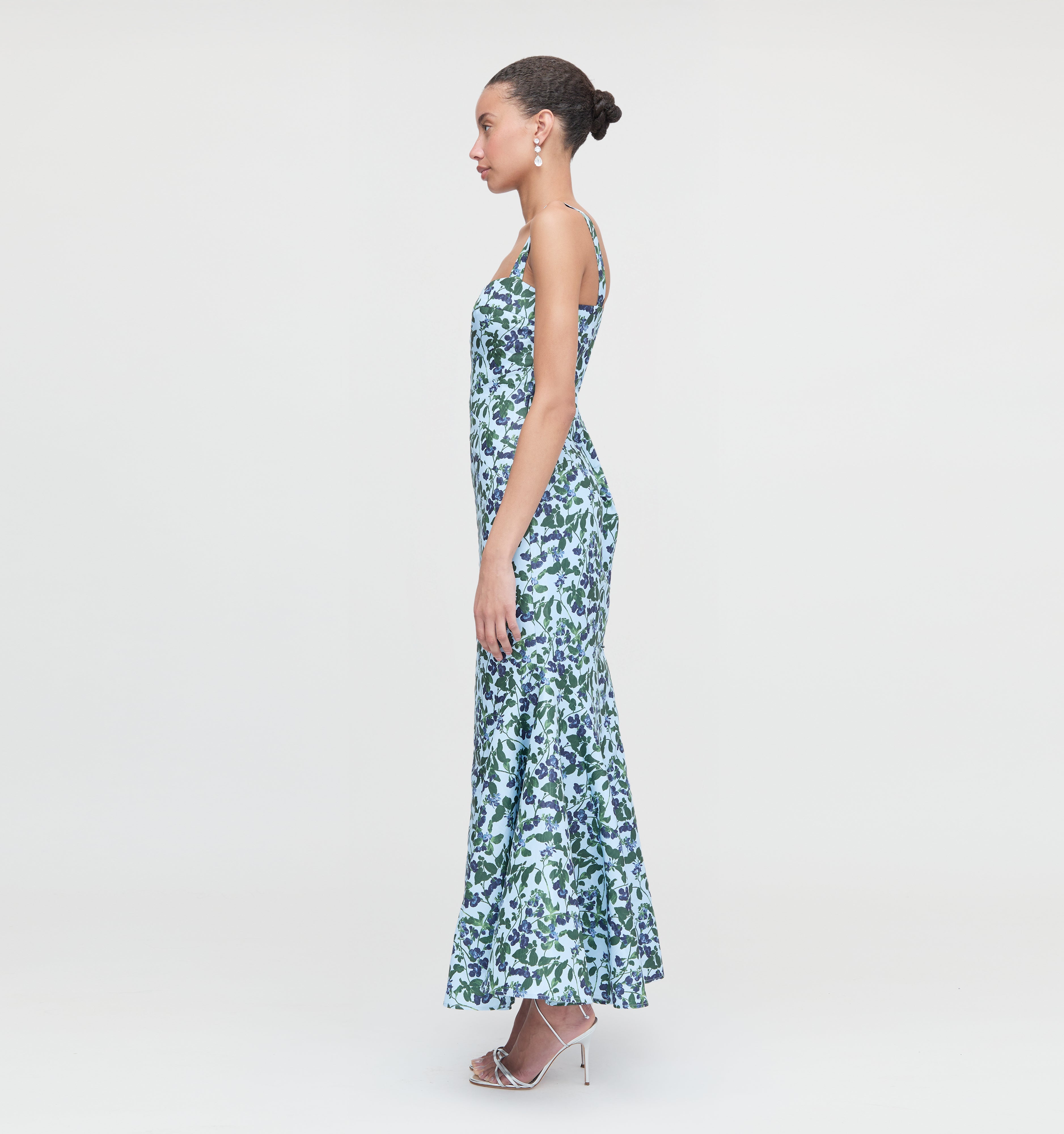The Marietta Dress - Blue Pressed Flowers