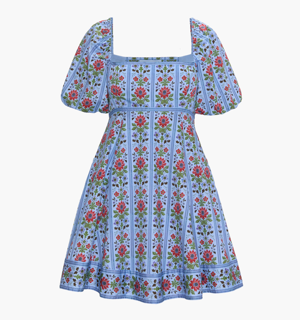 The Matilda Mini Dress - Blue Floral Block Stripe