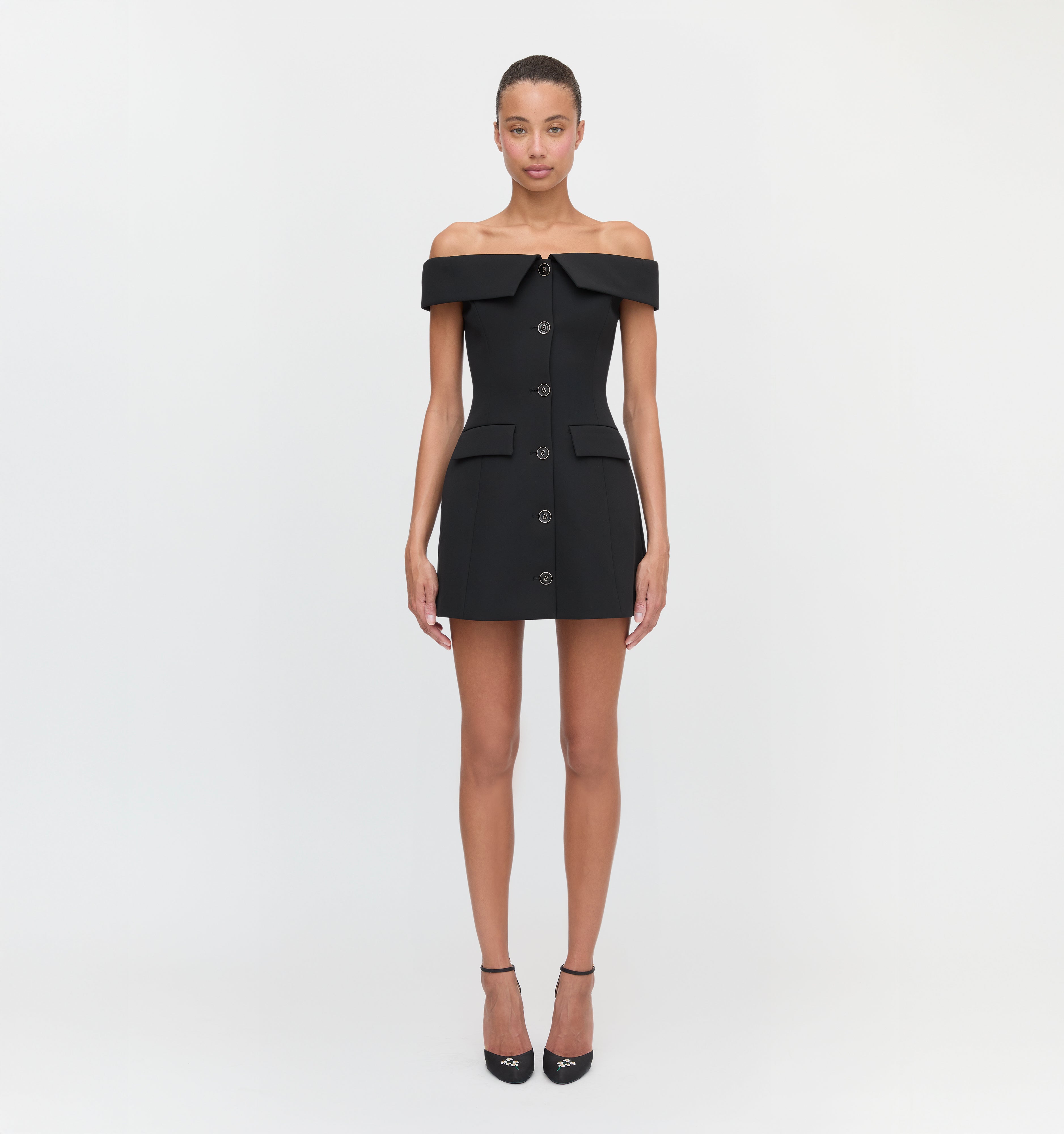 The Mattia Dress in Black color: Black