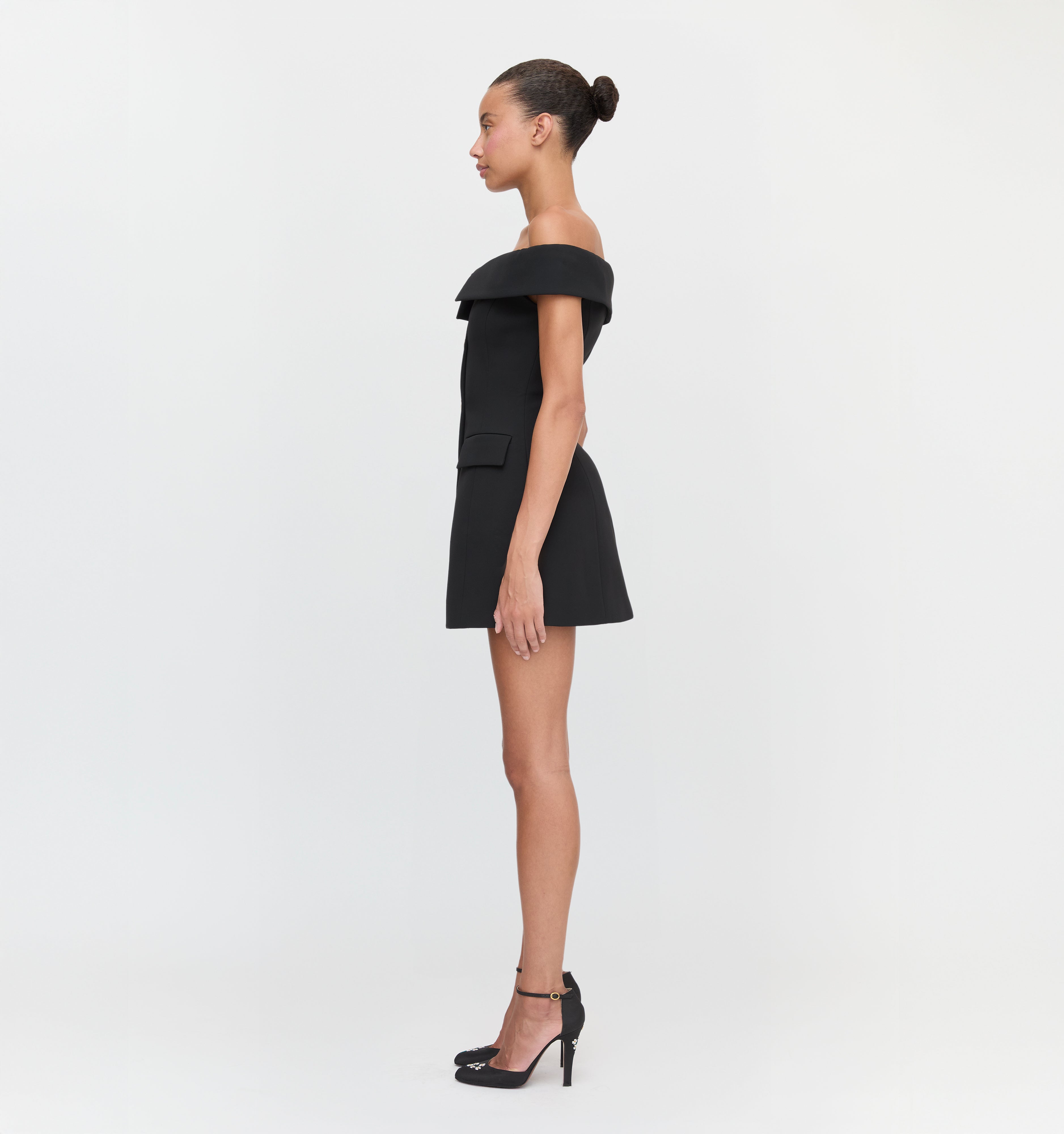 The Mattia Dress in Black color: Black