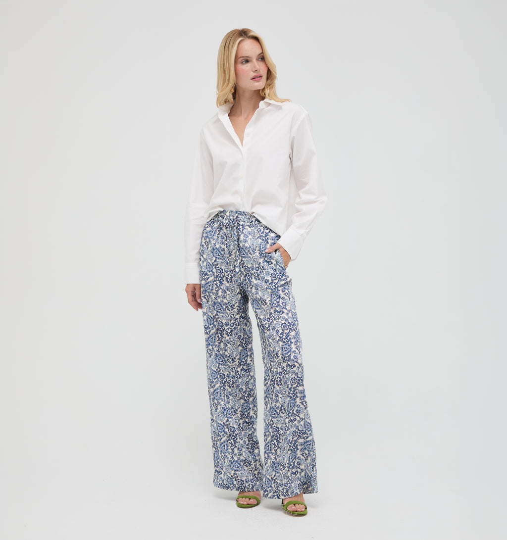 Hill House Home The Maxime Pant -  Chedworth Paisley Blue