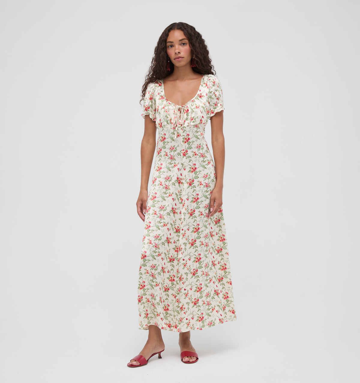 The Maxine Dress - Primrose Bouquet Ivory/Coral