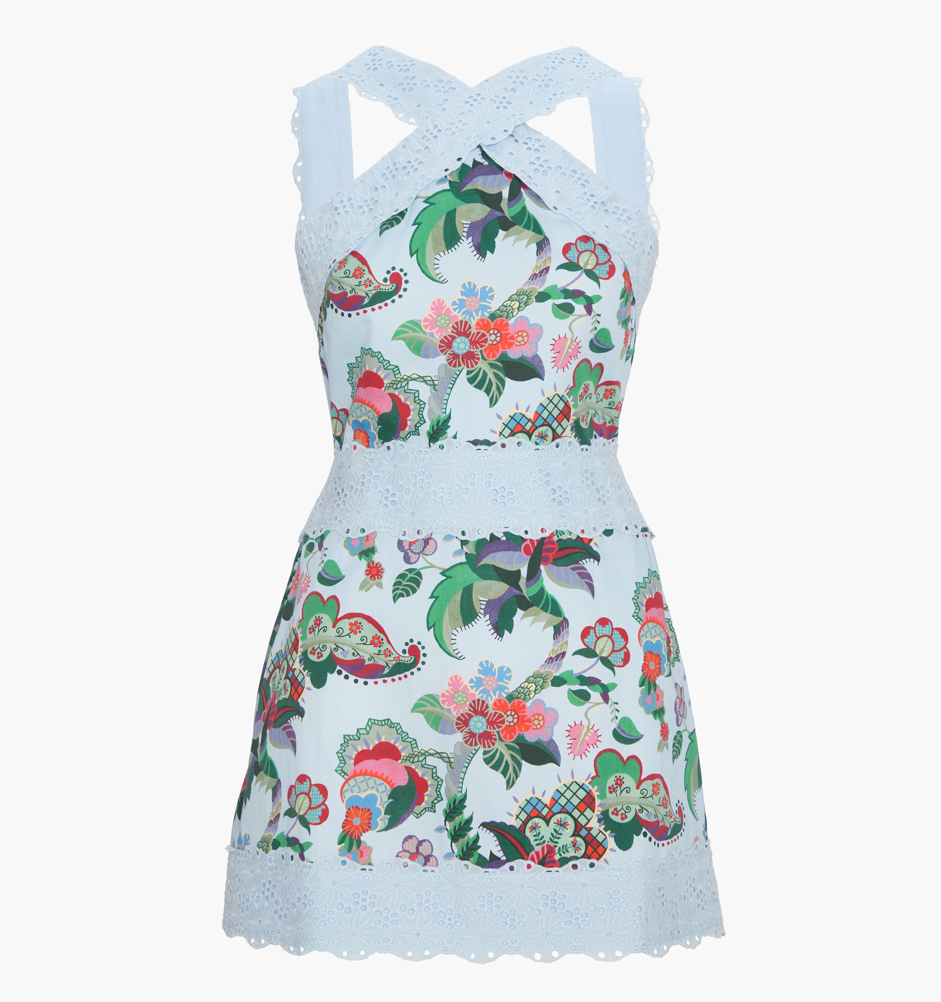 The Meagan Dress - Light Blue Jungle Floral