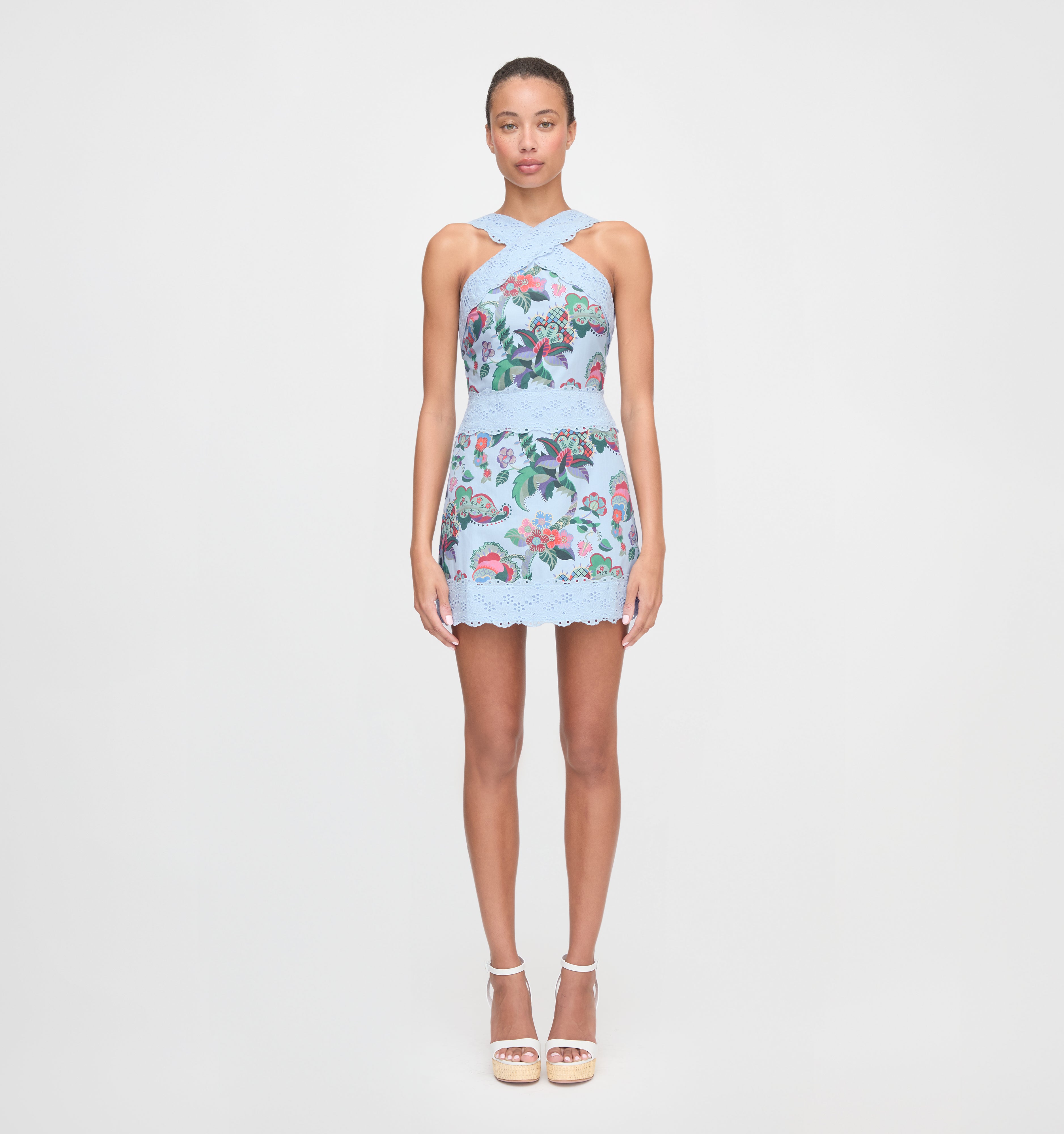 The Meagan Dress - Light Blue Jungle Floral