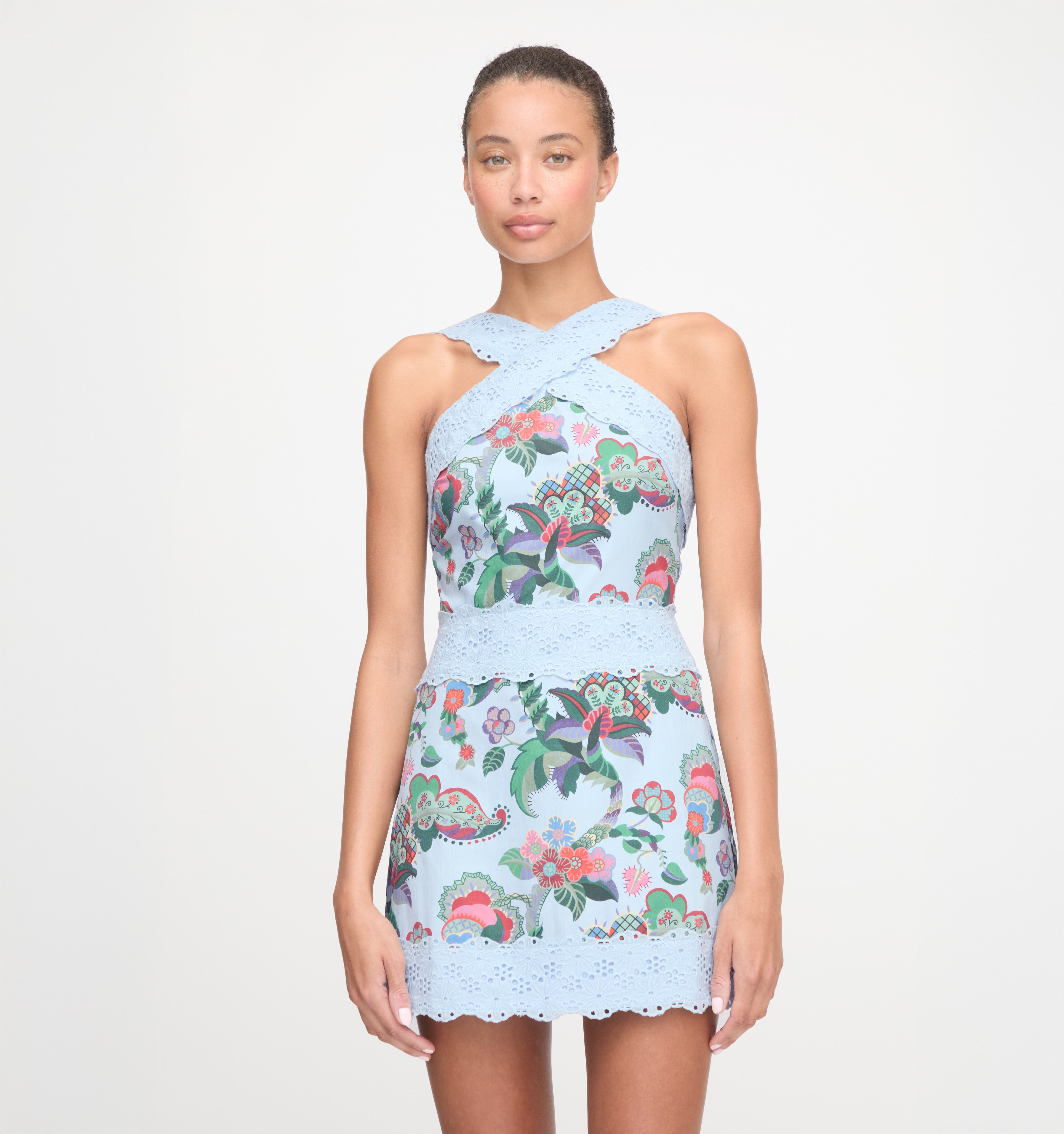 The Meagan Dress - Light Blue Jungle Floral