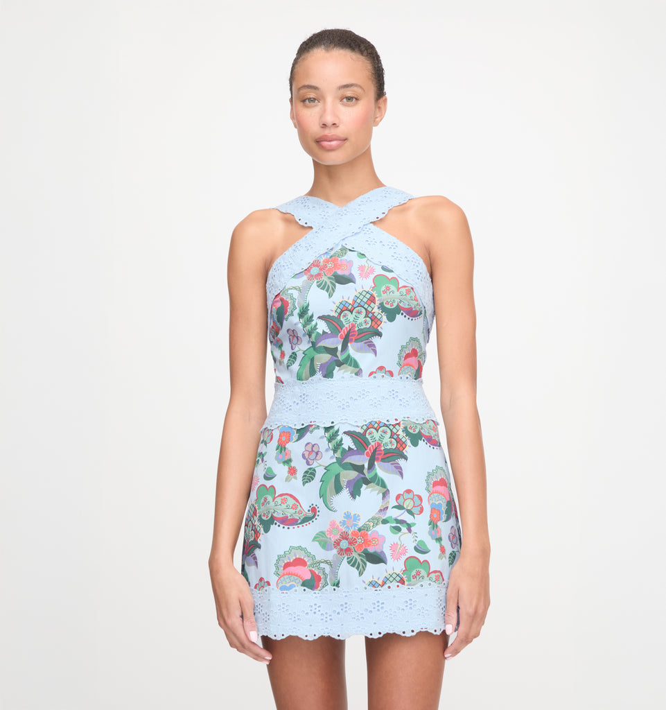 The Meagan Dress - Light Blue Jungle Floral – Hill House Home