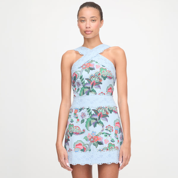 The Meagan Dress - Light Blue Jungle Floral – Hill House Home
