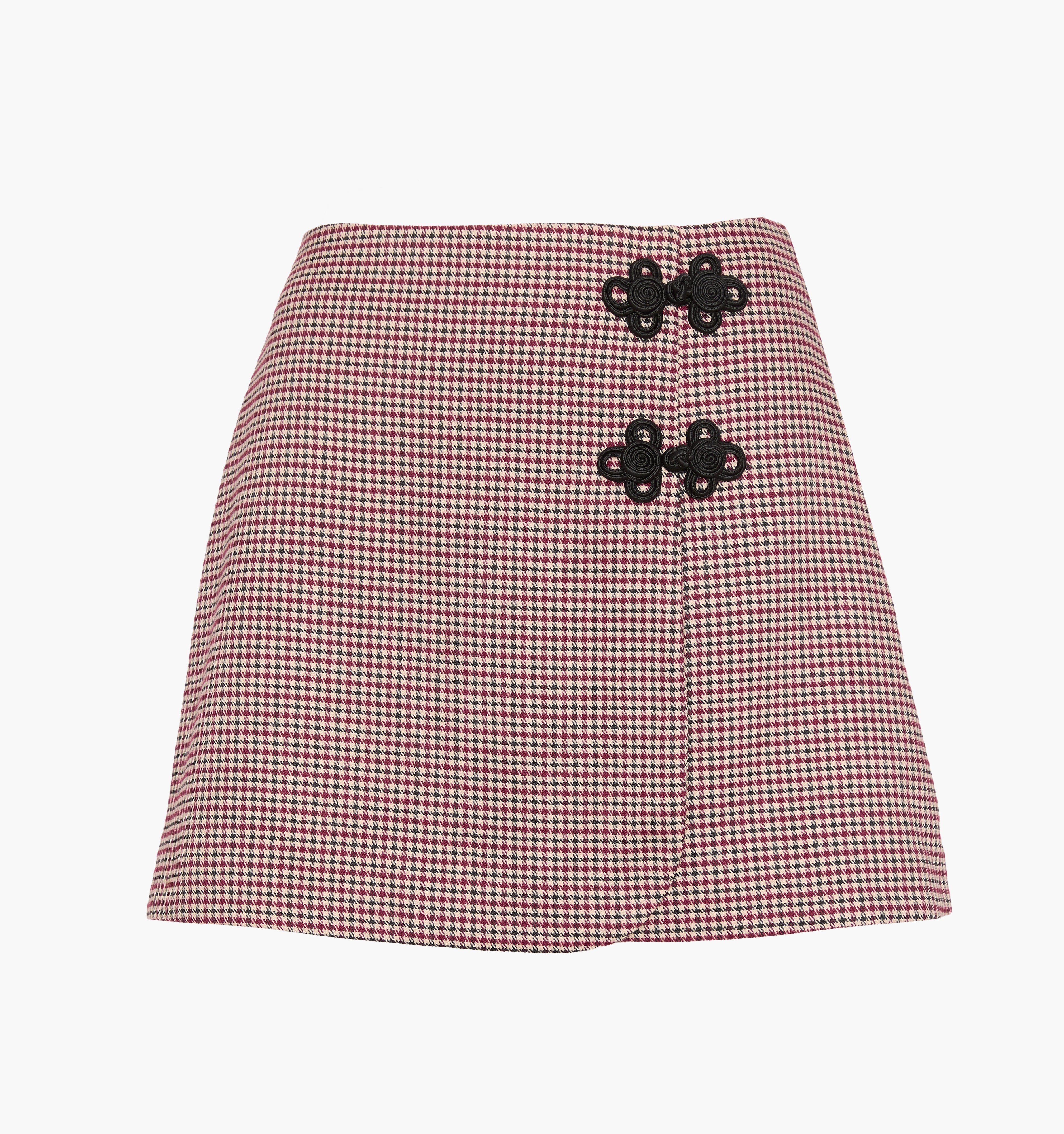 The Melody Skirt in Burgundy Holmes Houndstooth color: Burgundy Holmes Houndstooth 