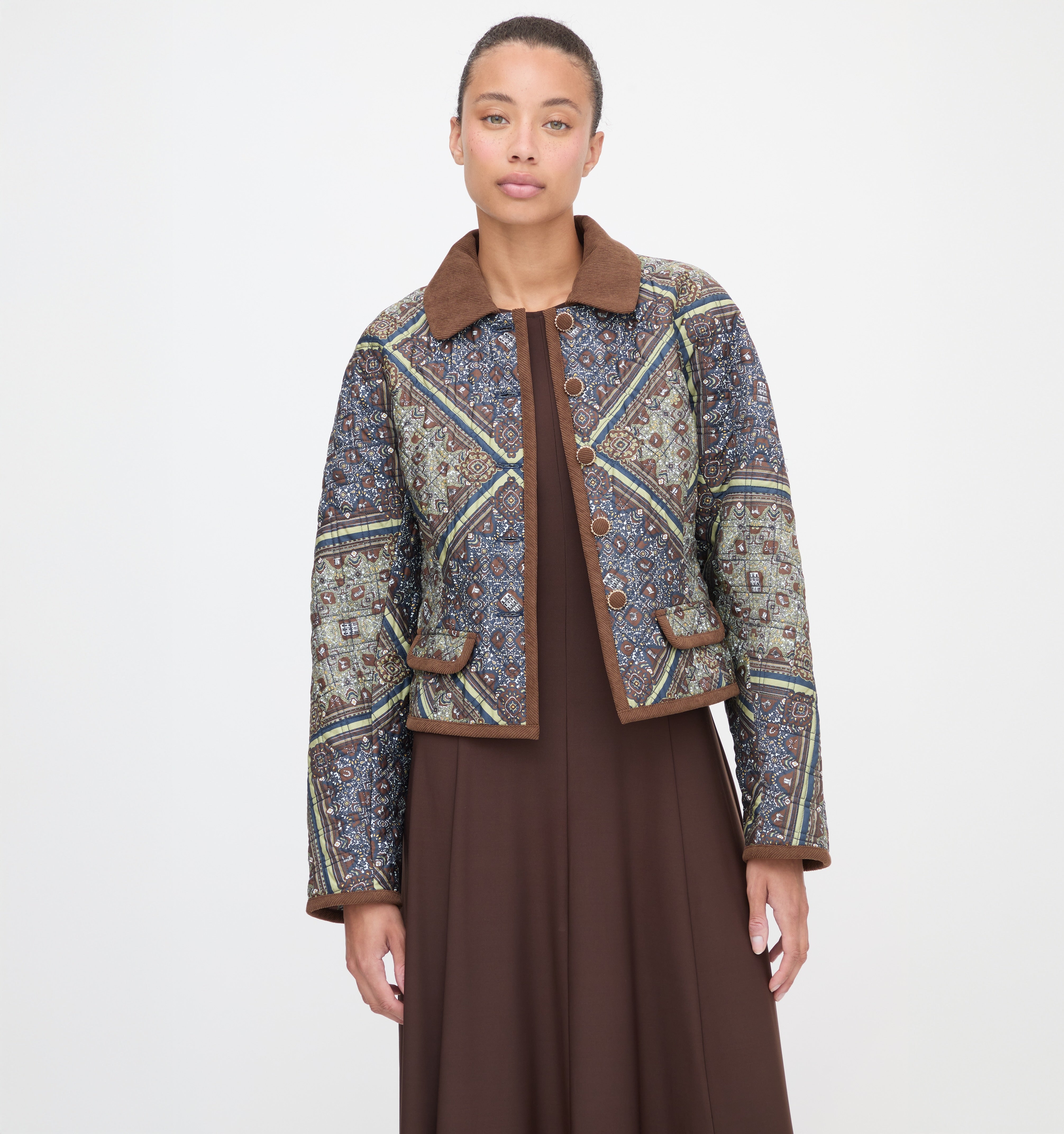 The Dax Jacket in Olive Equestrian Scarf color: Olive Equestrian Scarf