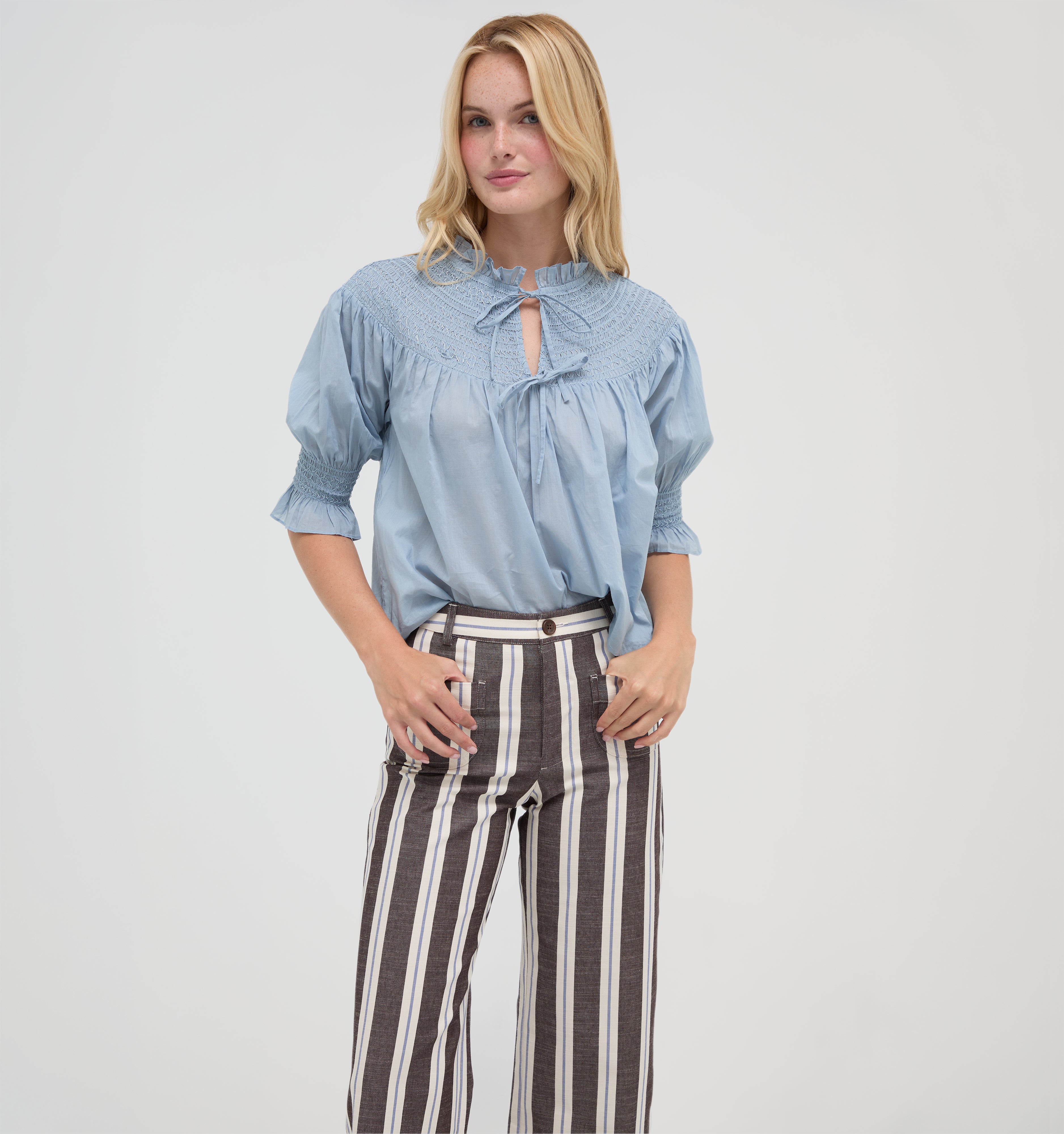 The Zinnia Top - Dusty Blue – Hill House Home