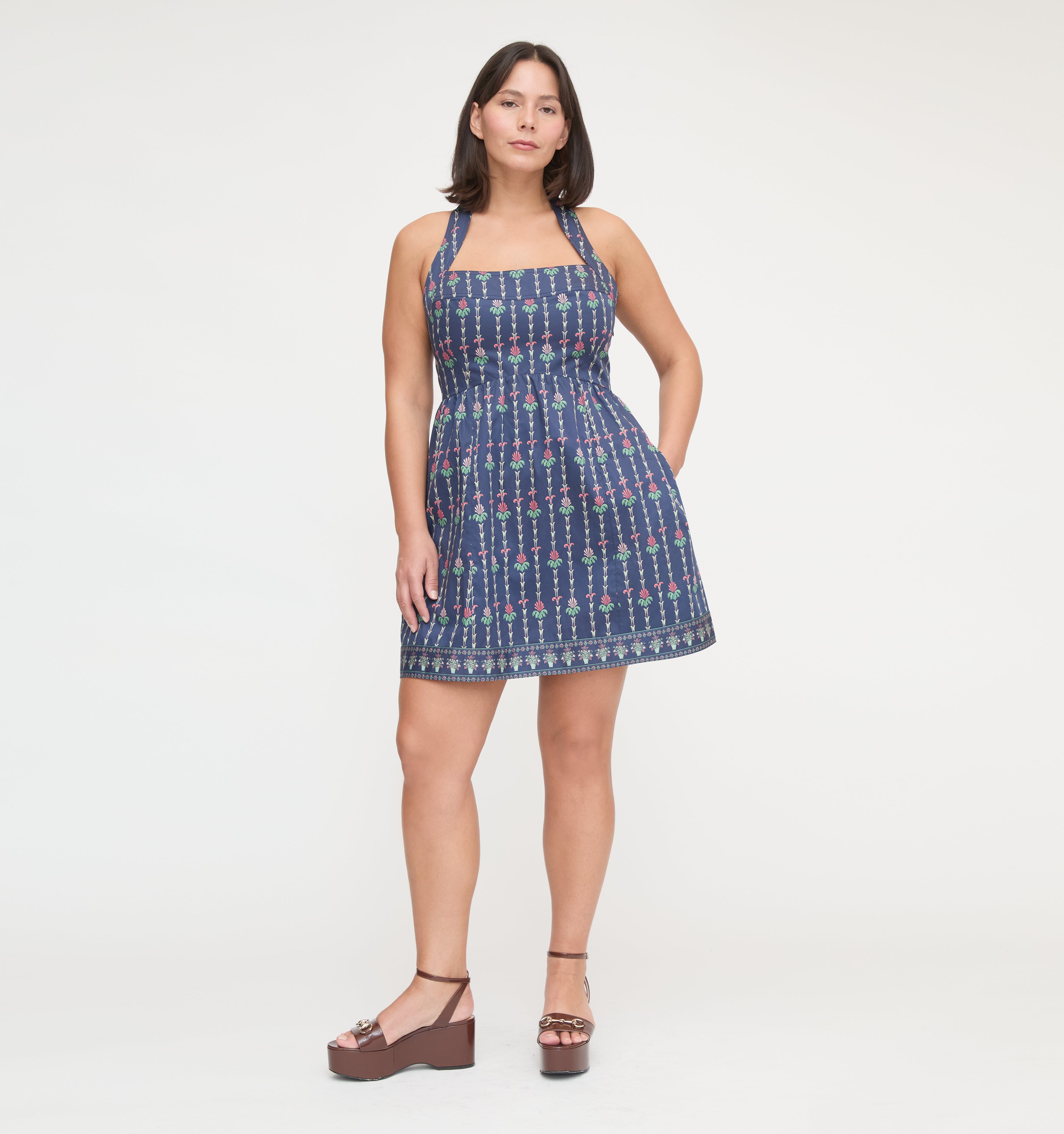 The Fleur Mini Dress - Navy Trailing Fern