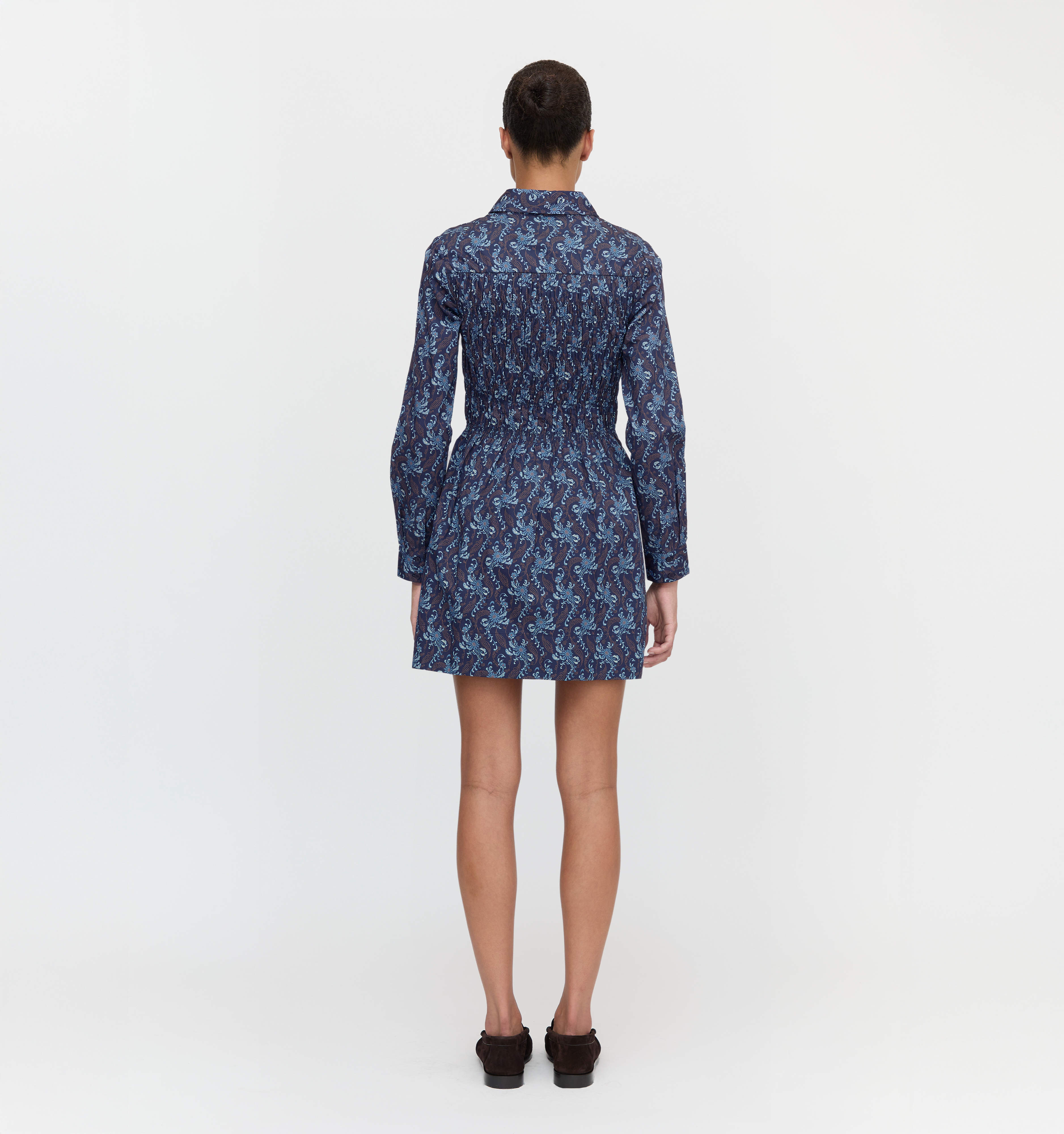 The Mira Dress in Navy Cala Paisley color: Navy Cala Paisley