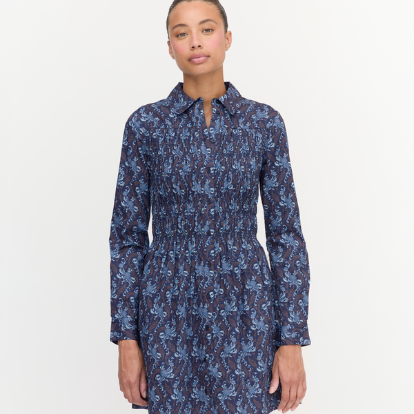 The Mira Dress - Navy Cala Paisley – Hill House Home