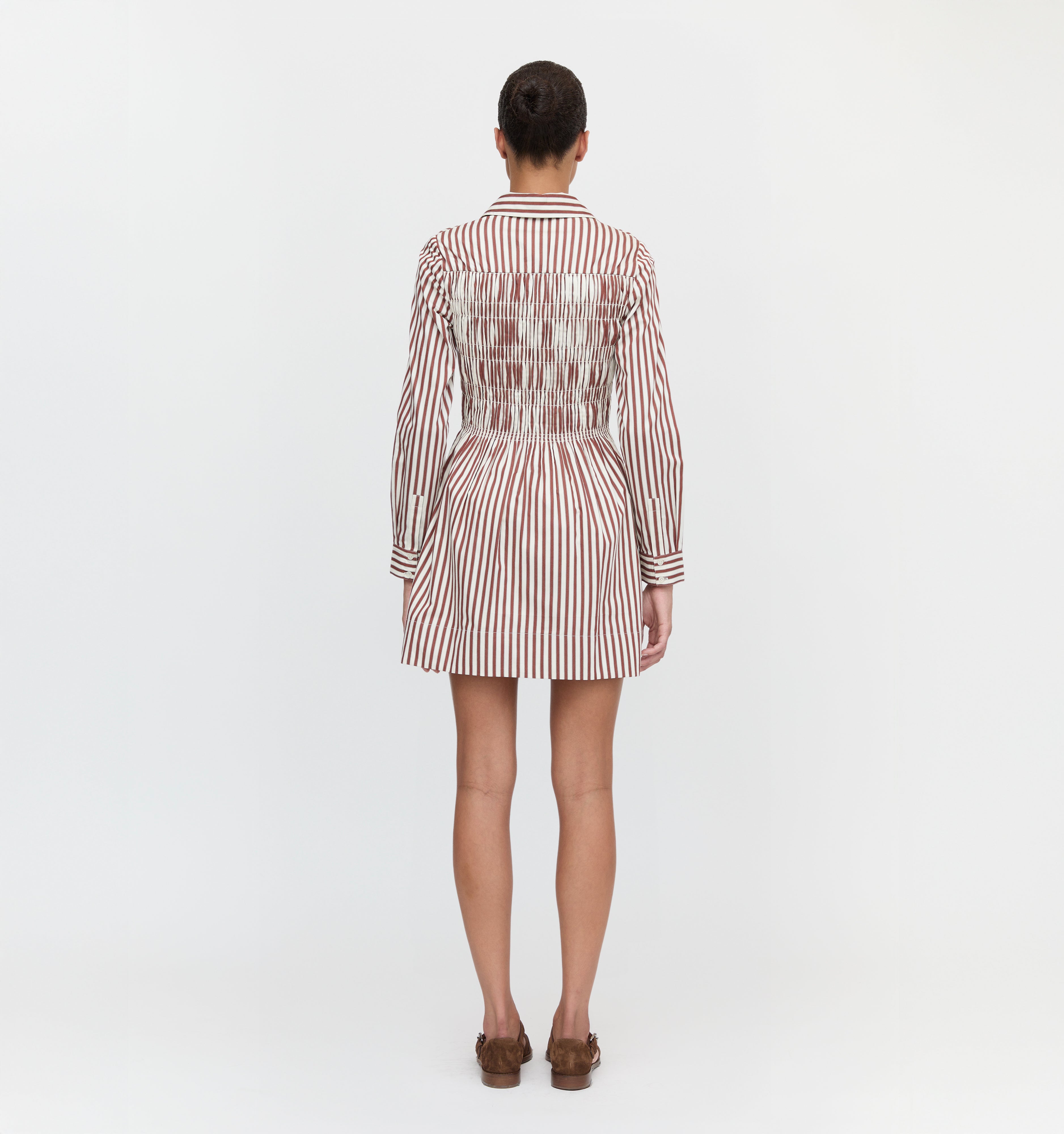 The Mira Dress in Rust Stripe color: Rust Stripe