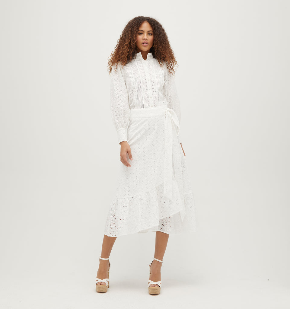 The Mirabel Skirt - White Eyelet – Hill House Home