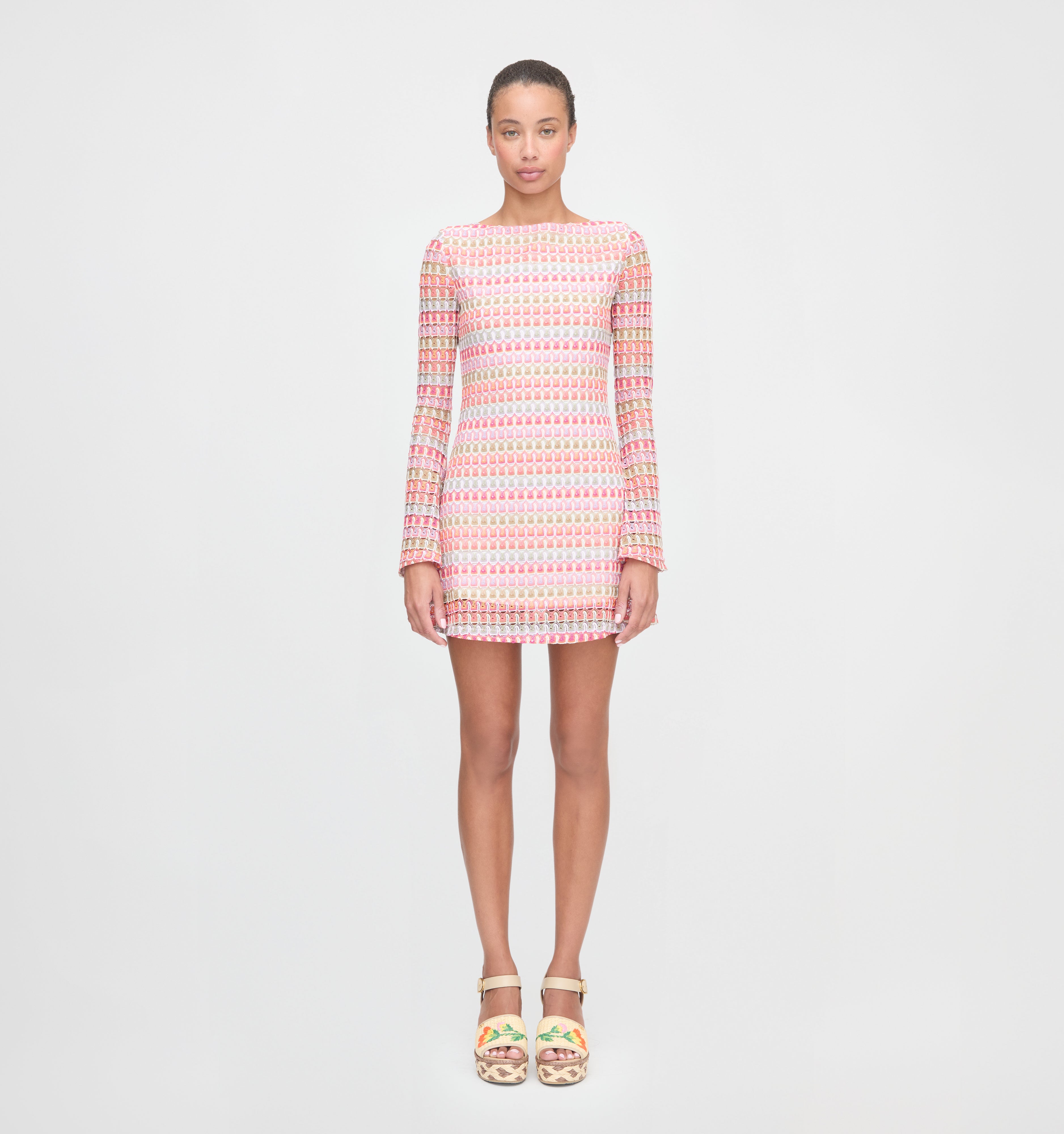 The Nathalie Dress - Pastel Crochet Knit