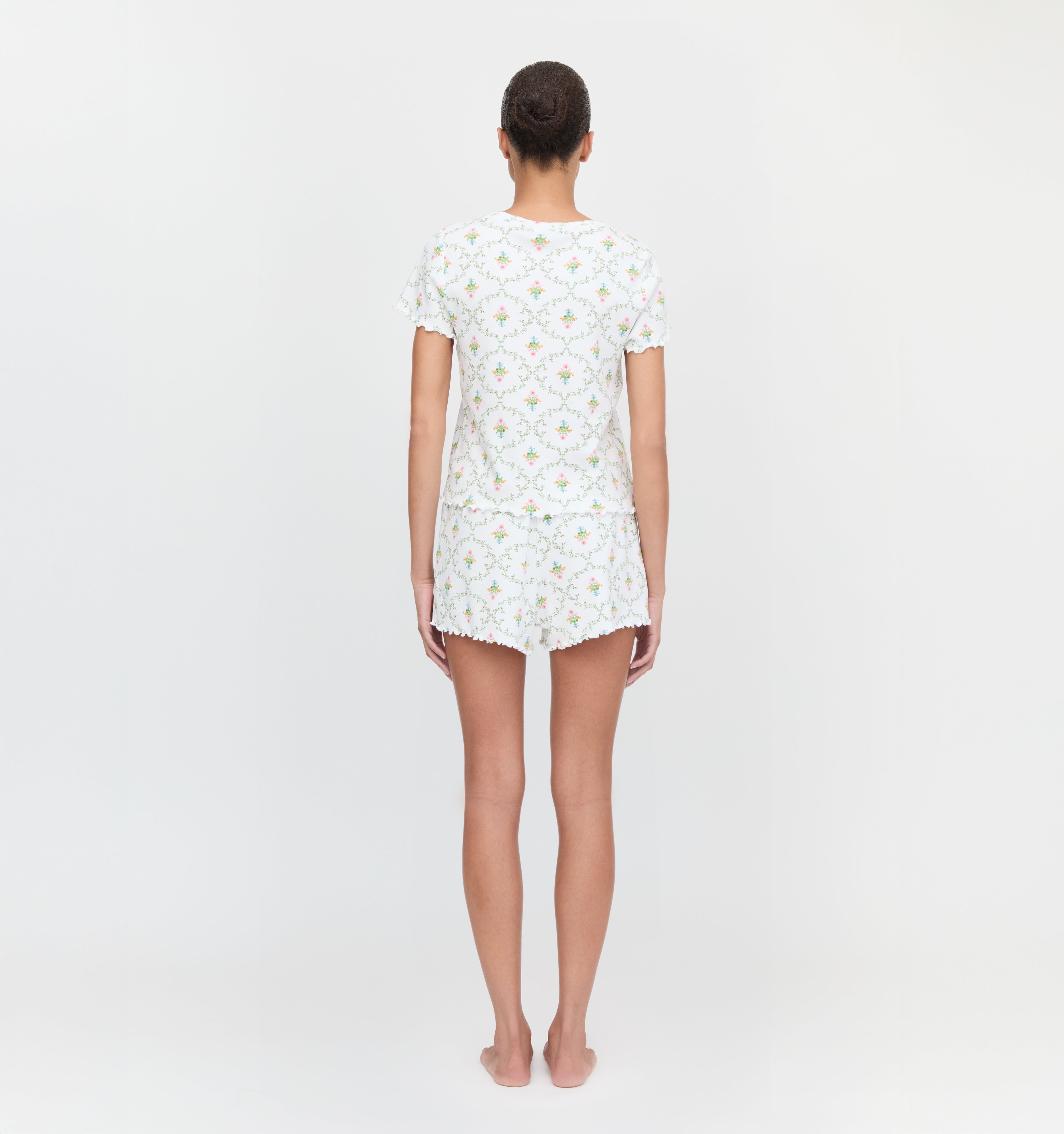 The Nina Pajama Set in Pastel Trellis color: Pastel Trellis