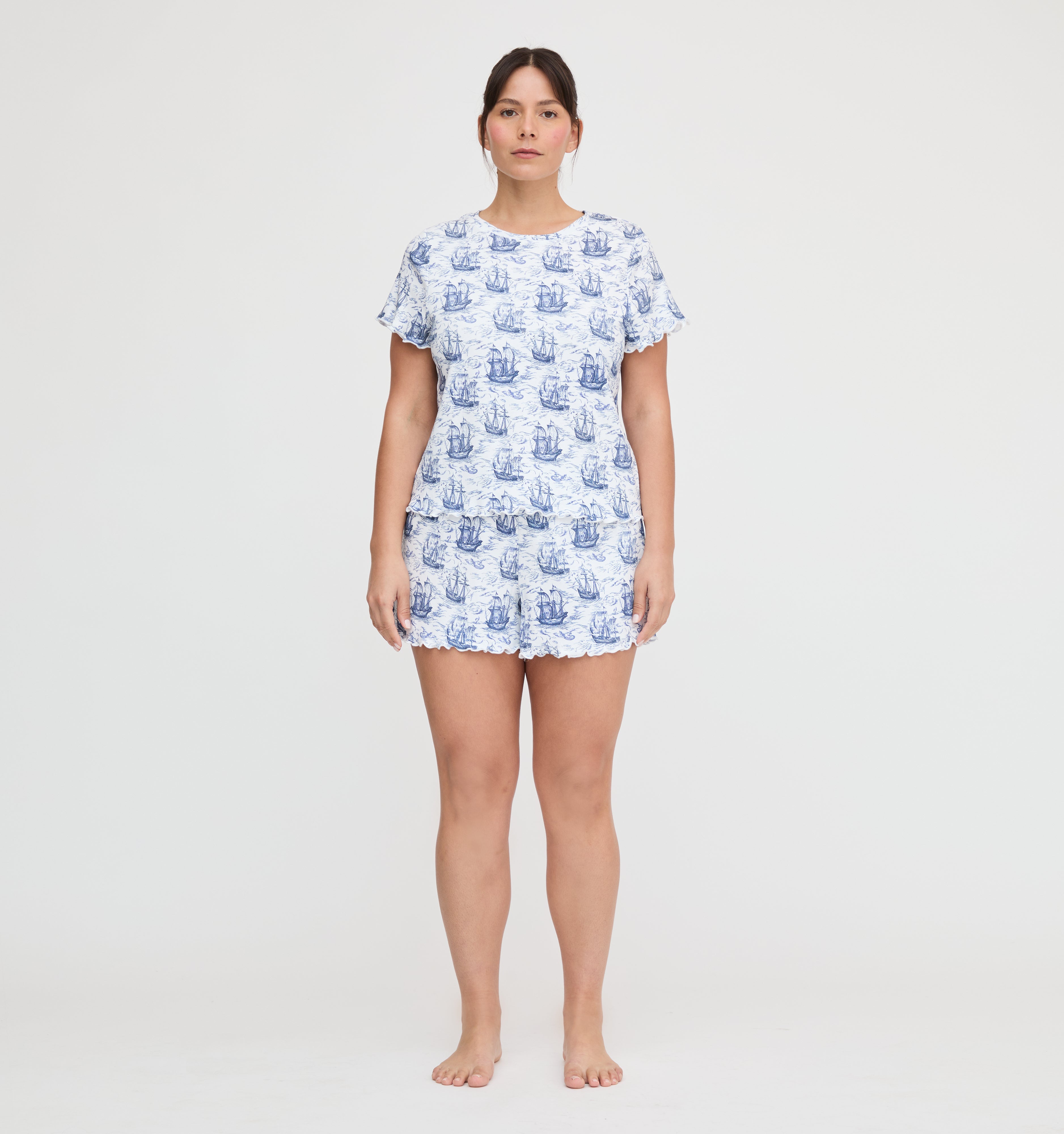 The Nina Pajama Set - Navy Mariner's Toile