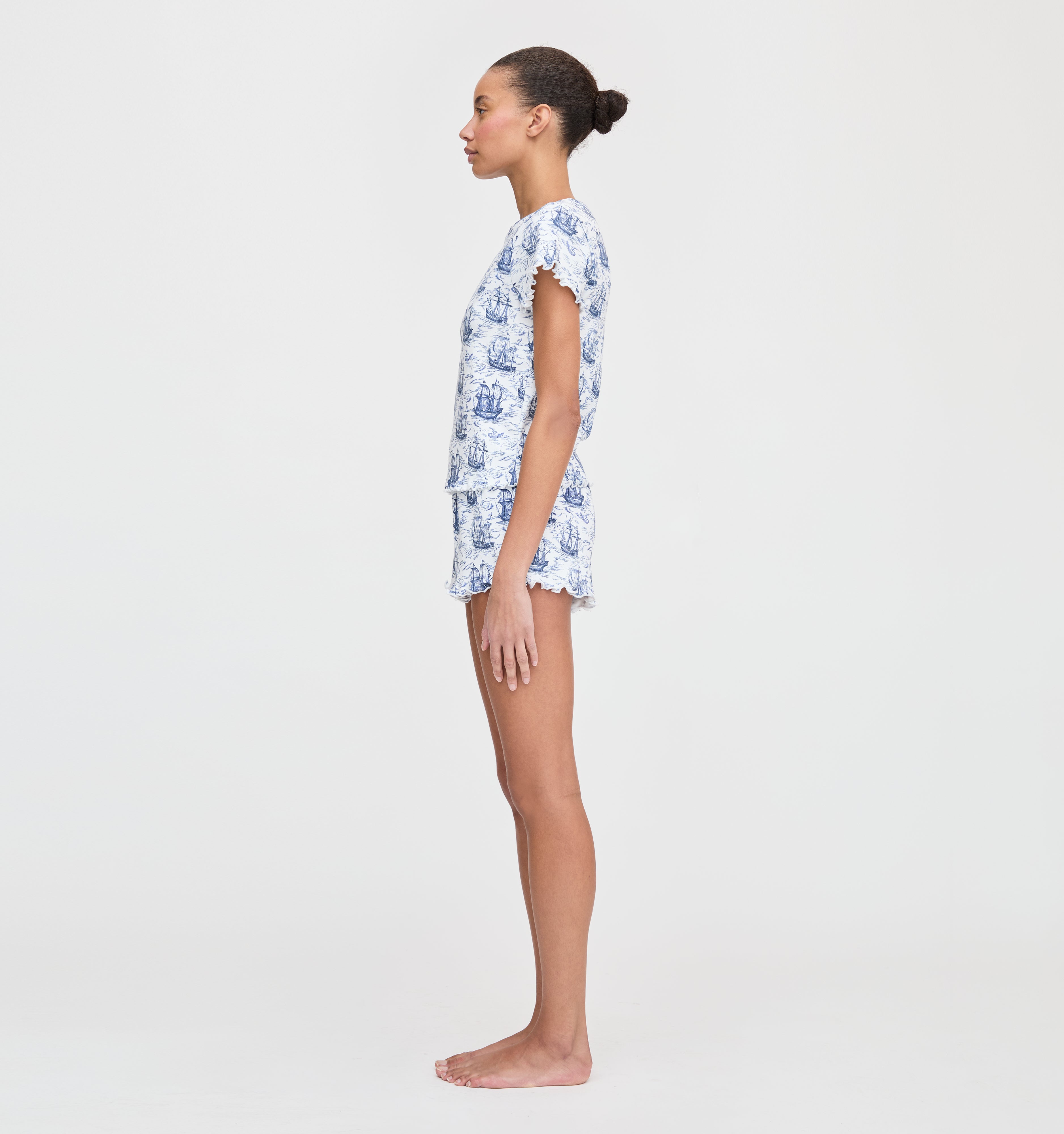 The Nina Pajama Set - Navy Mariner's Toile