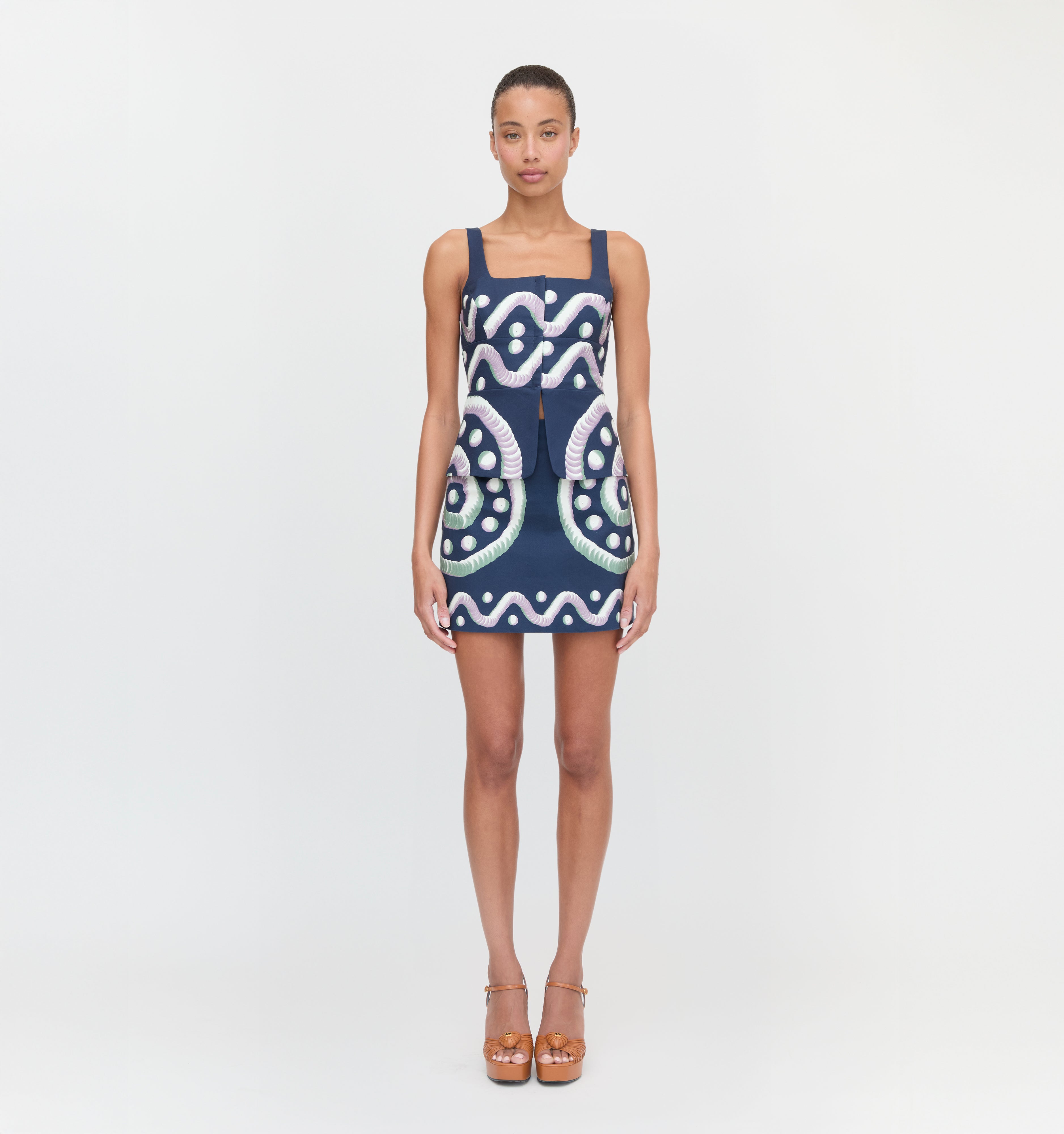 The Hallie Skirt - Navy Mochaware