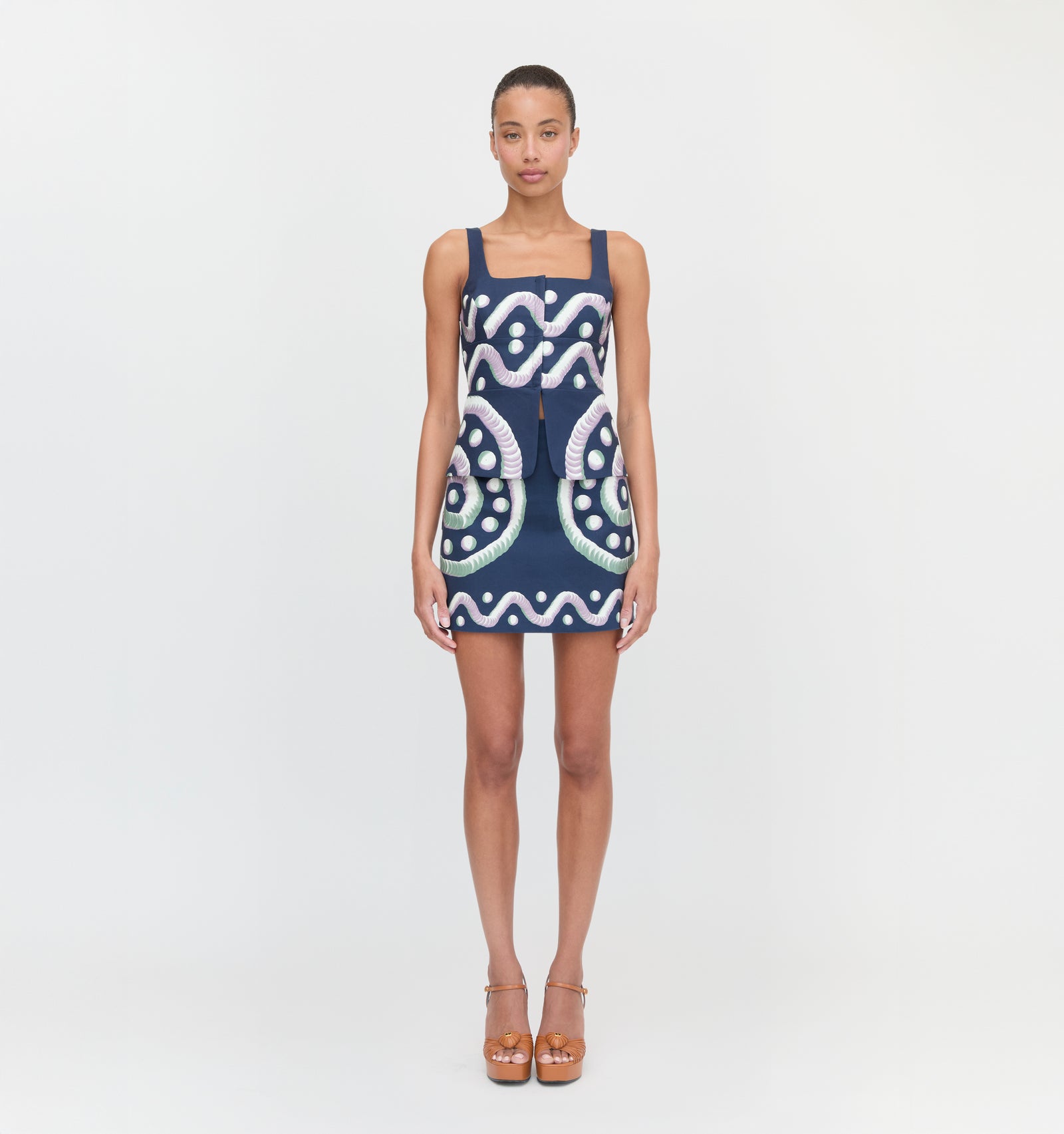 The Hallie Skirt - Navy Mochaware