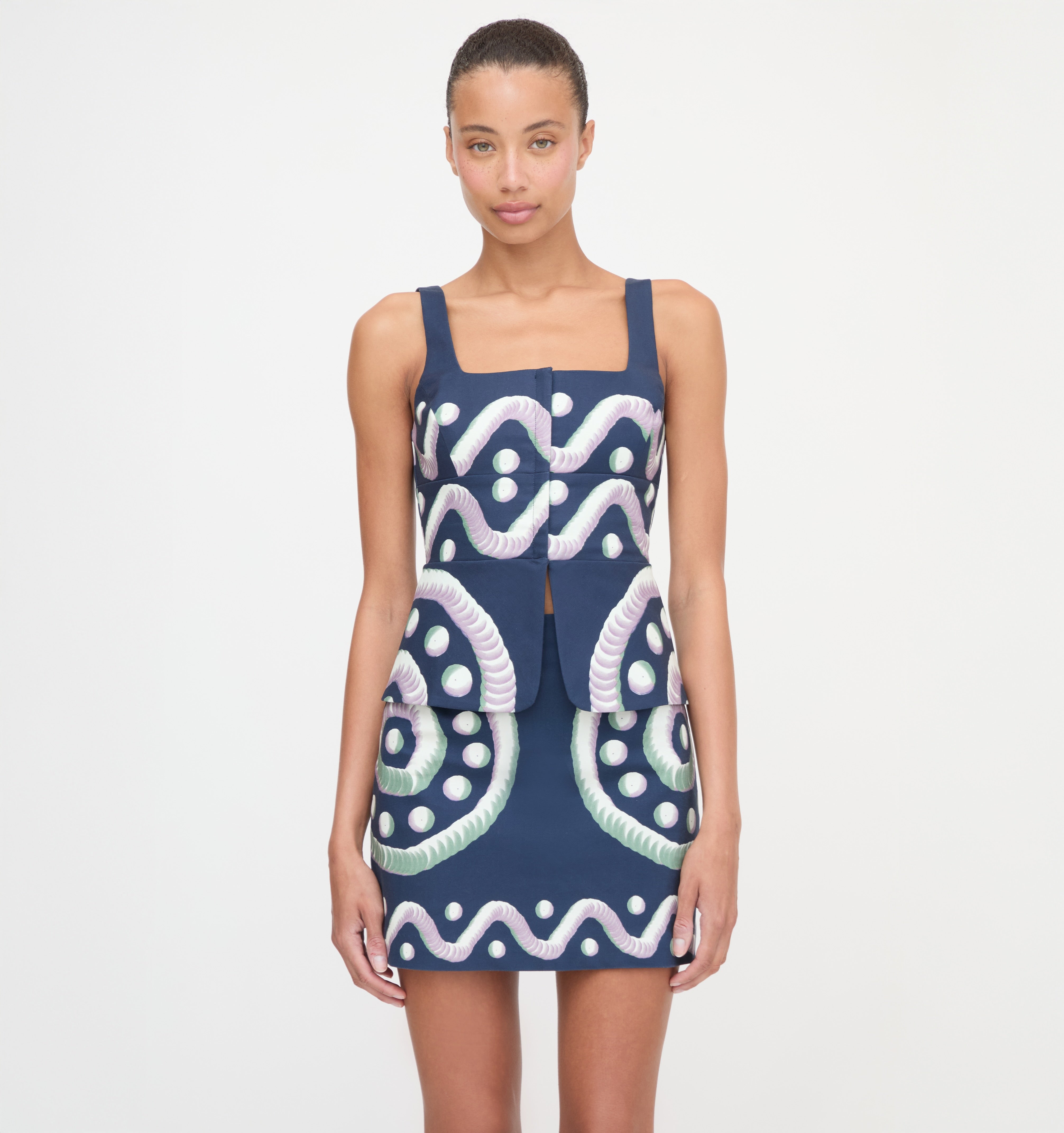 The Hallie Skirt - Navy Mochaware