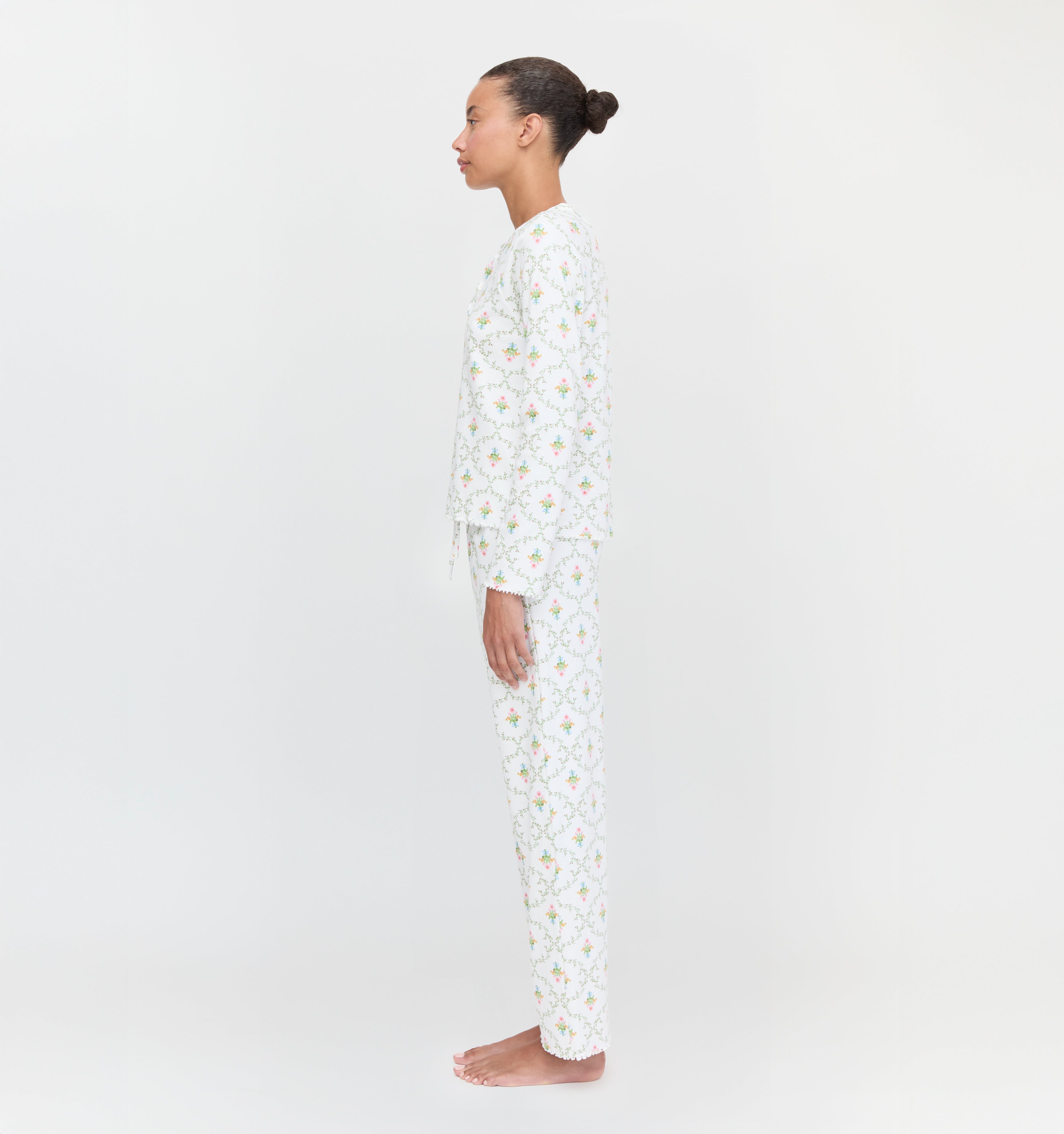 The Olivia Pajama Set in Pastel Trellis color: Pastel Trellis
