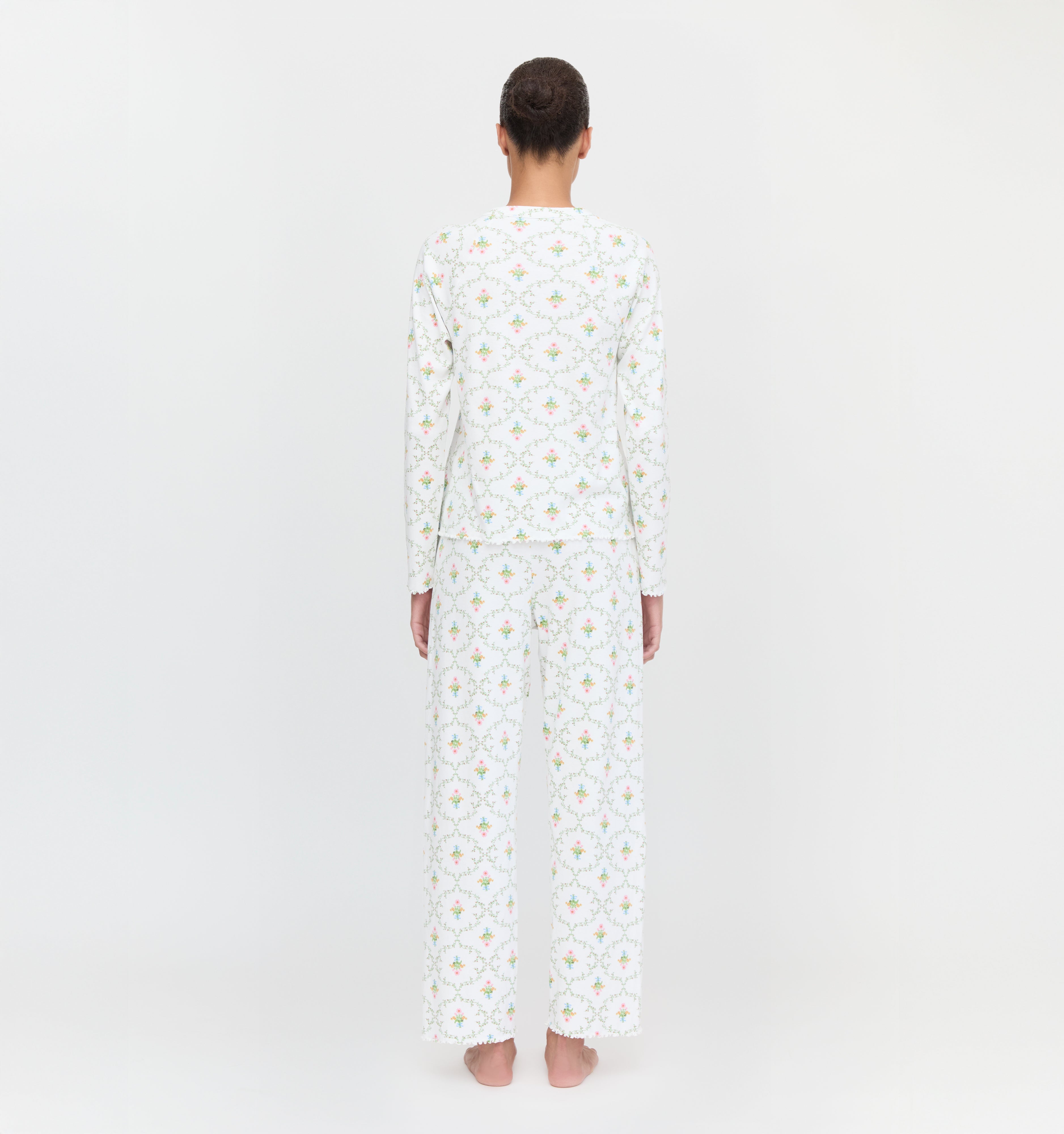 The Olivia Pajama Set in Pastel Trellis color: Pastel Trellis