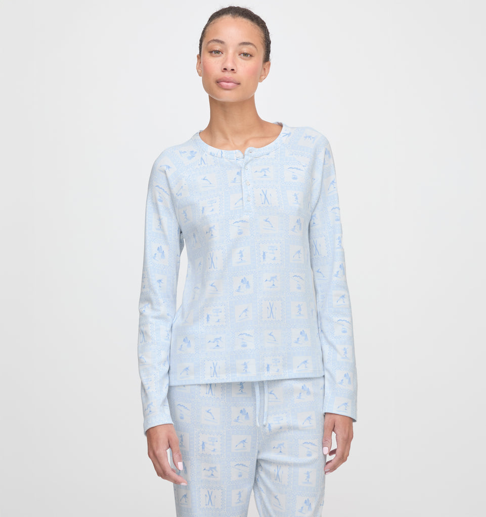 The Olivia Pajama Set - Blue Skiers Toile – Hill House Home