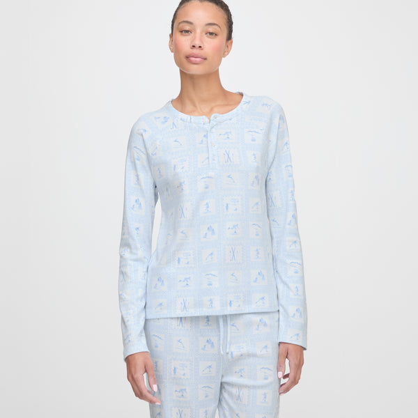 The Olivia Pajama Set - Blue Skiers Toile – Hill House Home