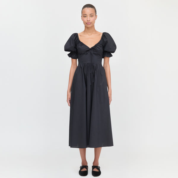 ophelia dress Hill House Home The | Black Cotton Voile | Medium | Adult | Women's color-ocean-blue Cross stitch style floral Best Men's Wearhouse Shoes: Size:00-1