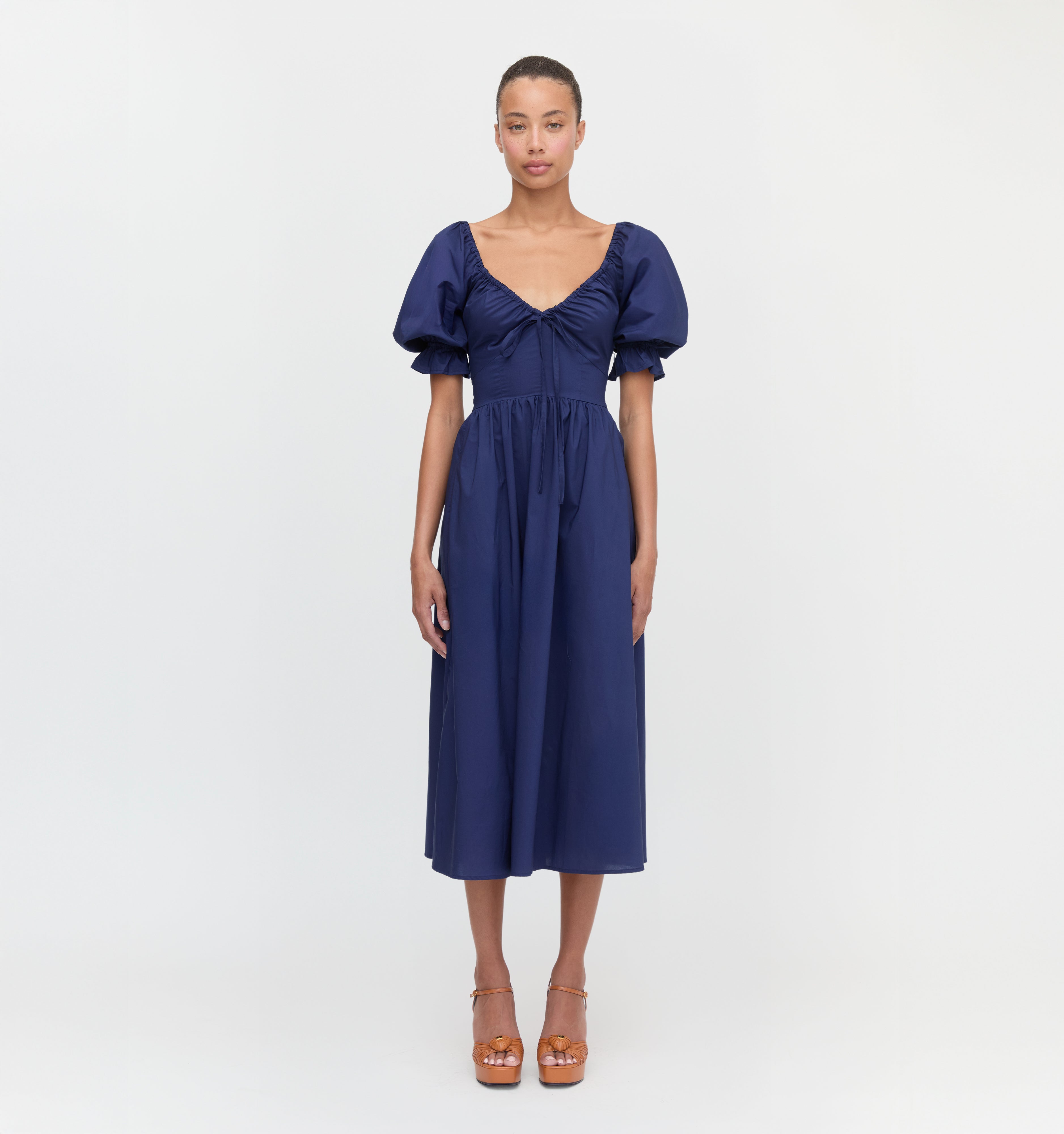 The Ophelia Dress - Navy Poplin