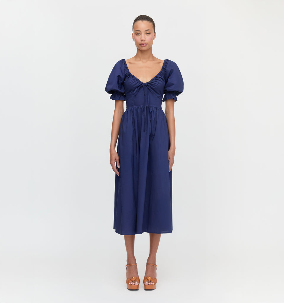 The Ophelia Dress - Navy Poplin – Hill House Home