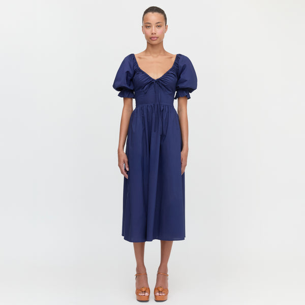 ワンピース house on the hill dress navy The Ophelia Dress - Navy Poplin – Hill House Home