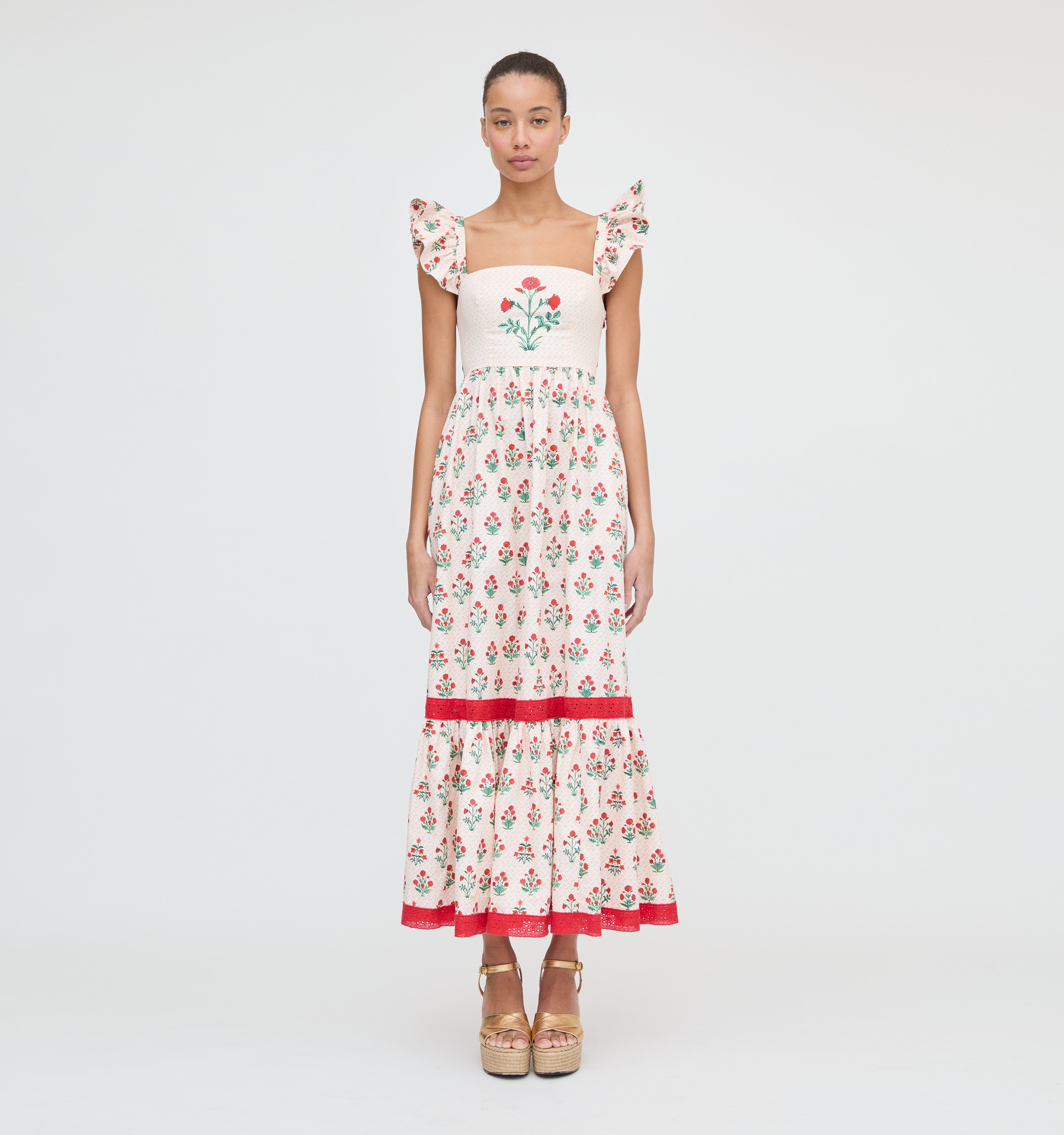The Pippa Dress - Poppy Block Print