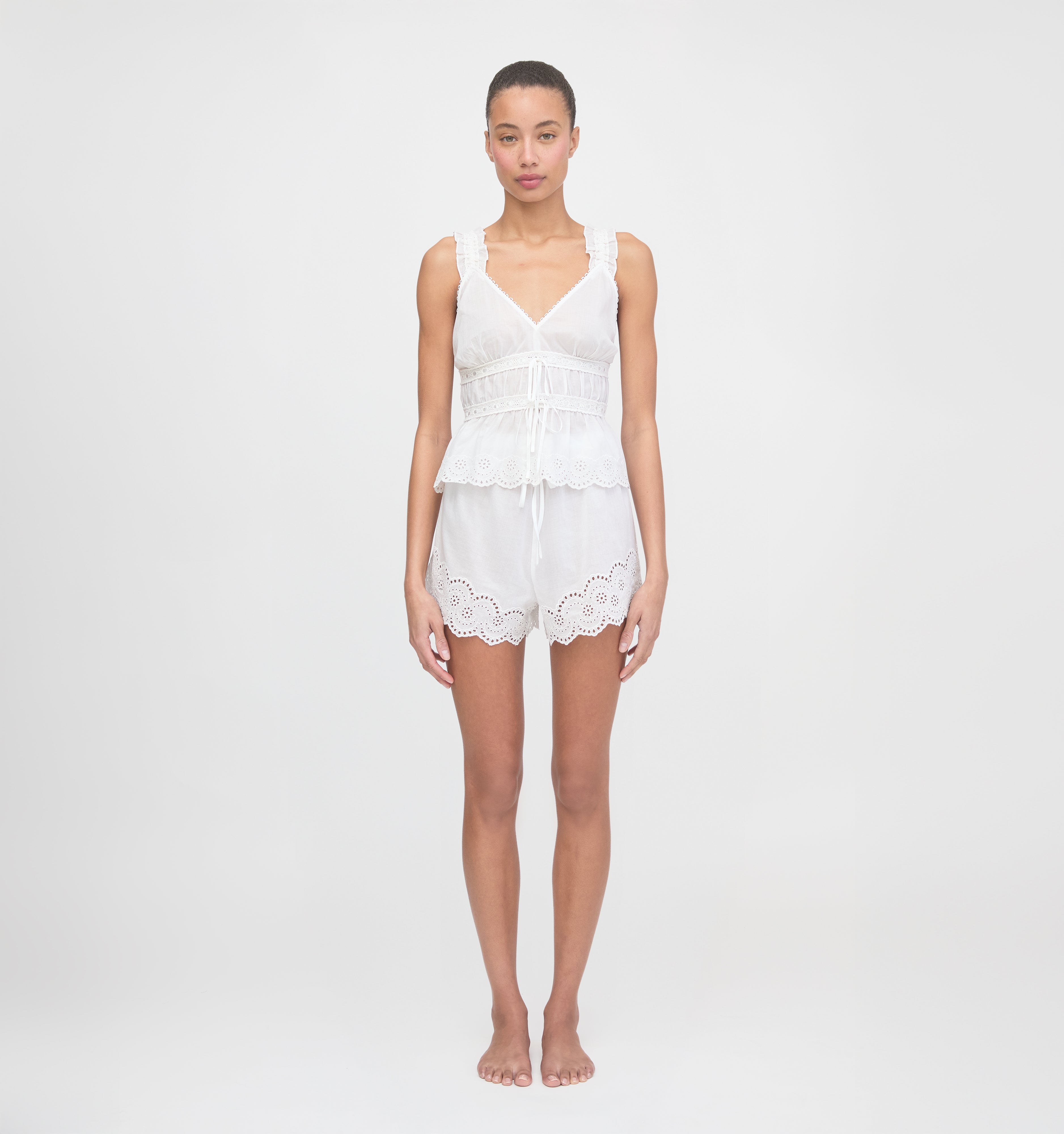 The Oslo Short - White Broderie Voile – Hill House Home