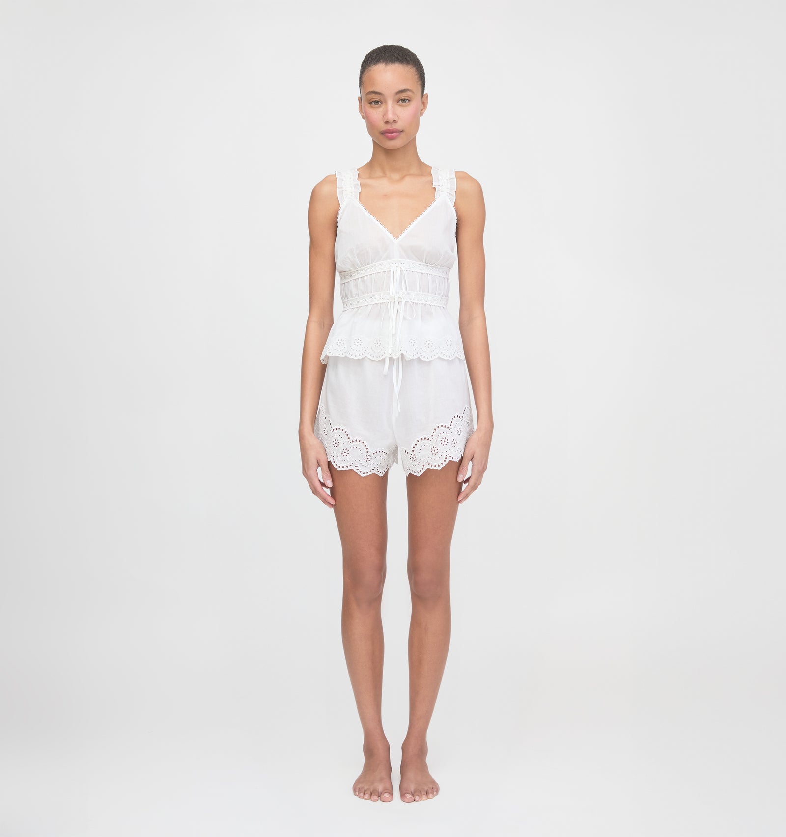 The Oslo Short - White Broderie Voile