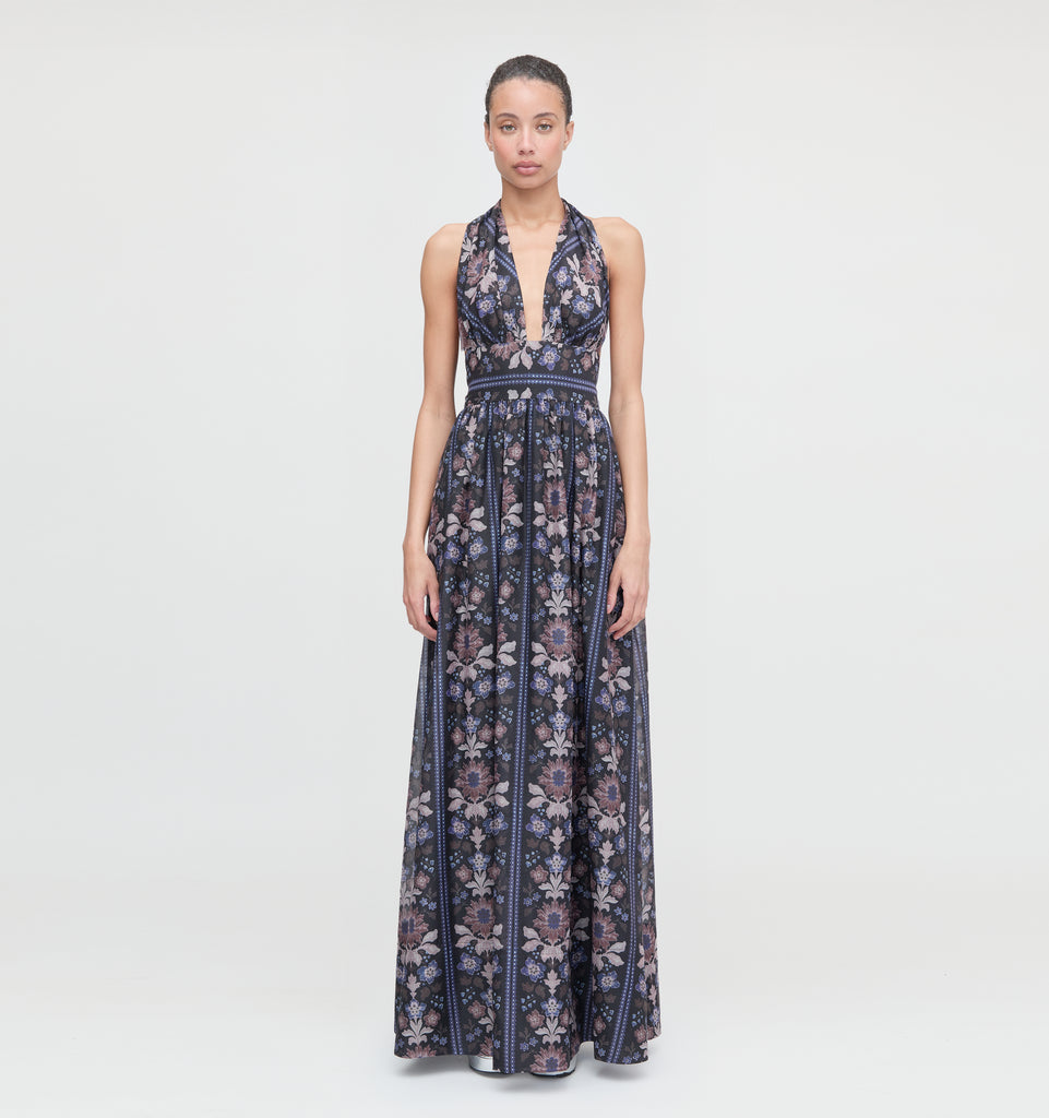 The Renee Dress - Black Floral Block Stripe – Hill House Home