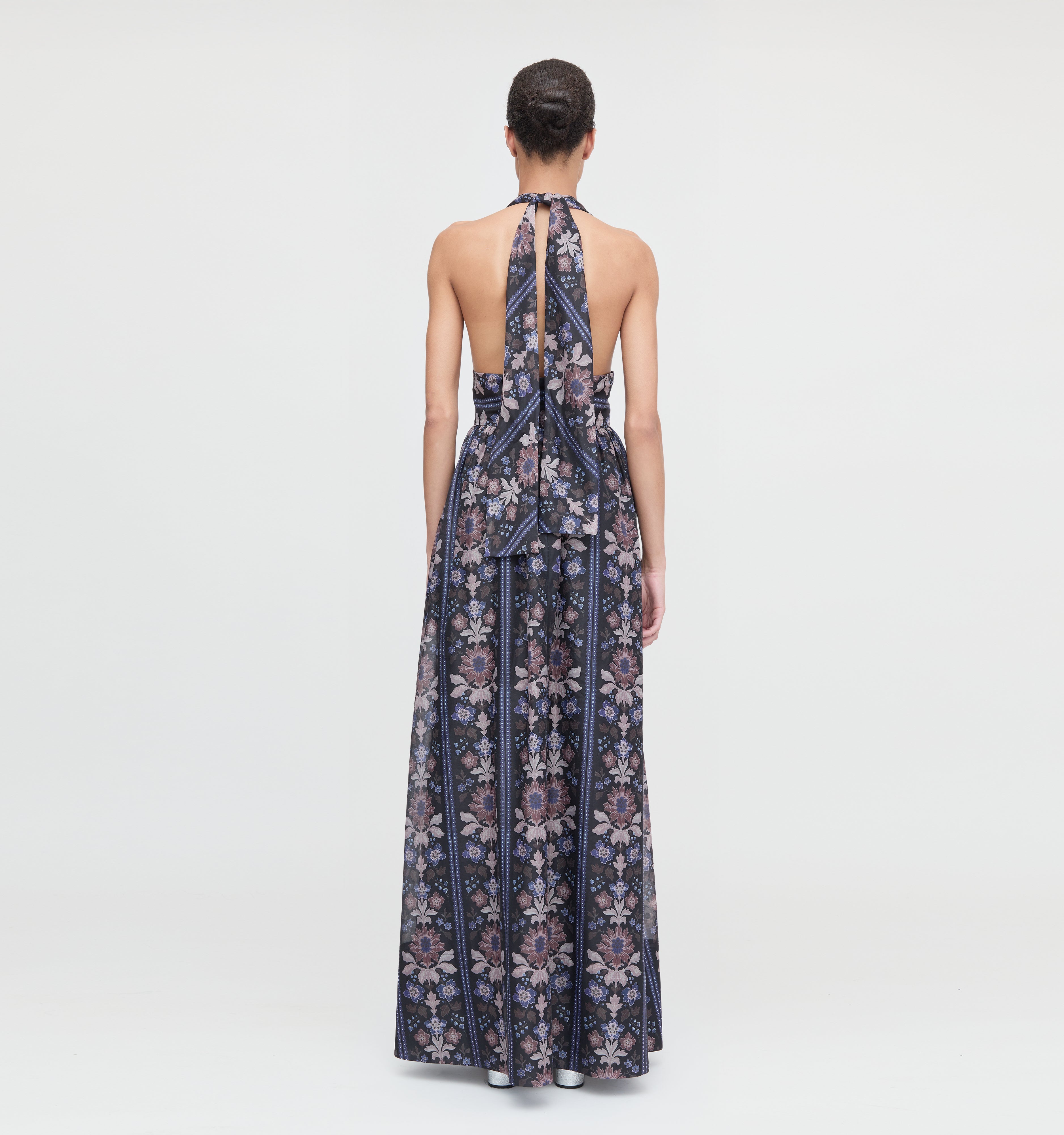 The Renee Dress - Black Floral Block Stripe